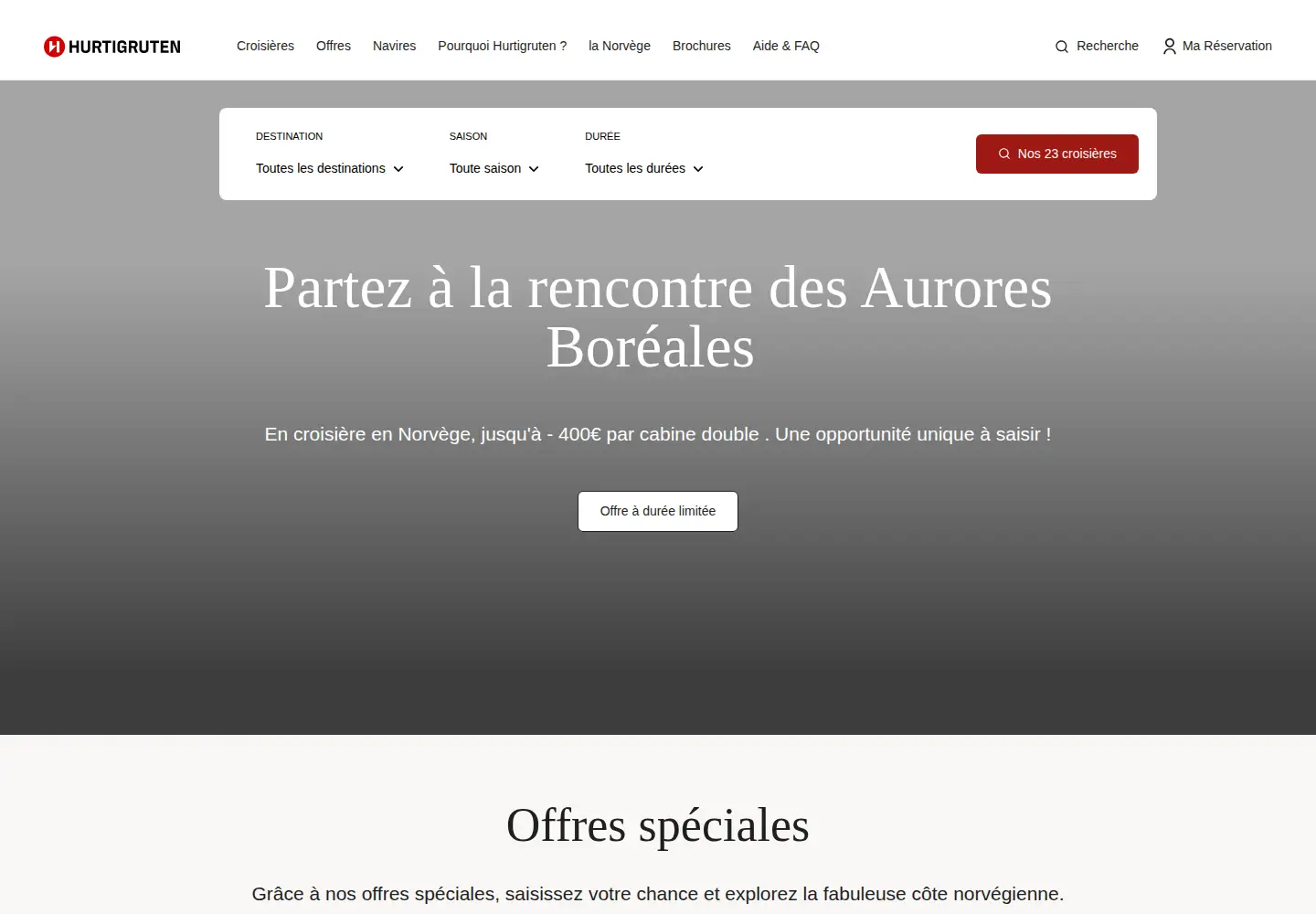 Screenshot of hurtigruten.com