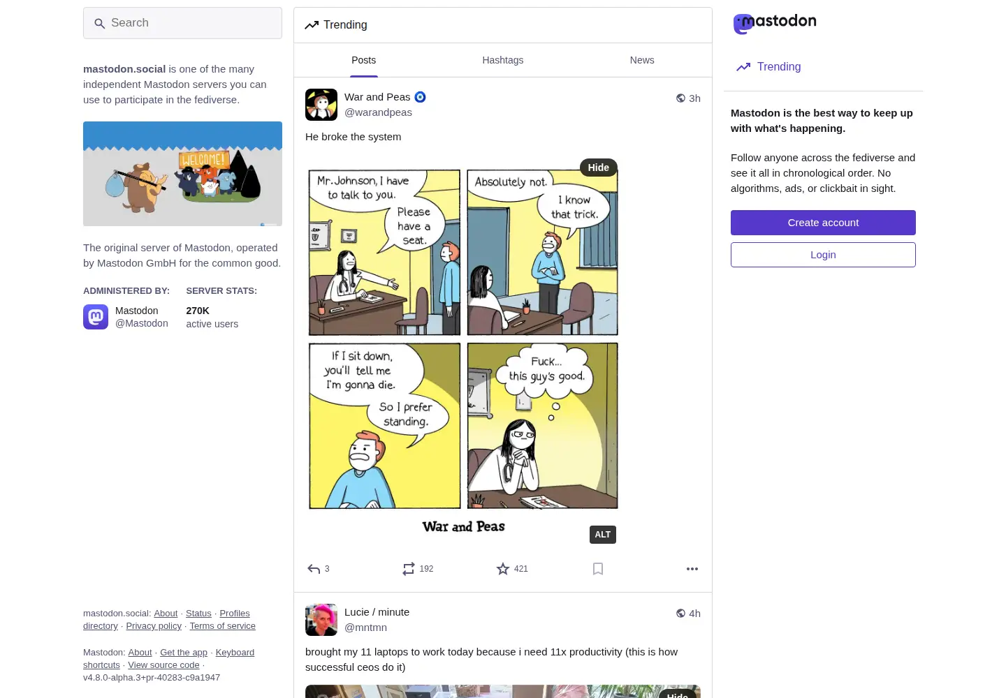 Screenshot of mastodon.social