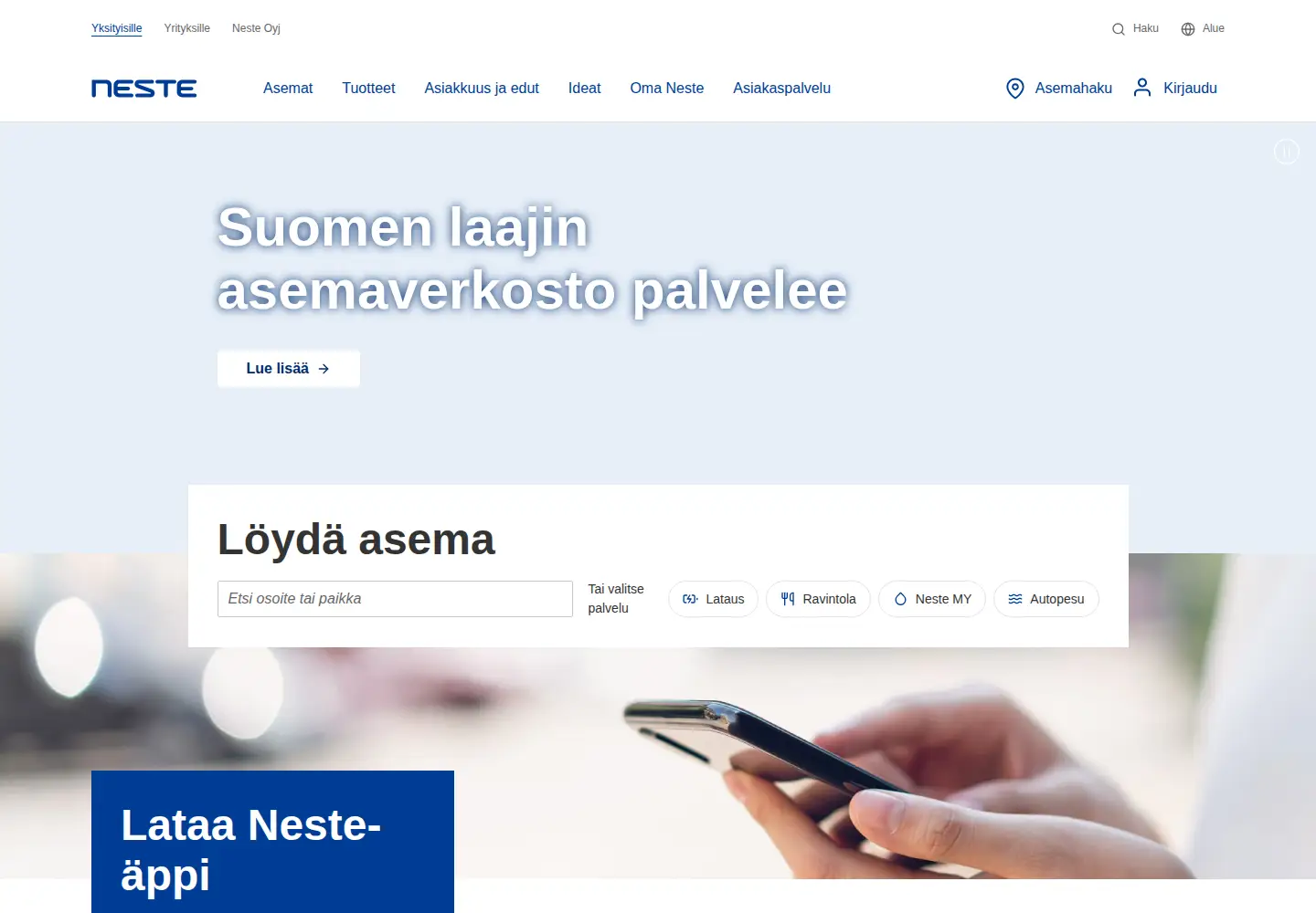 Screenshot of neste.fi