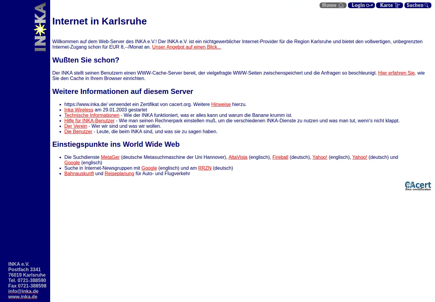 Screenshot of inka.de