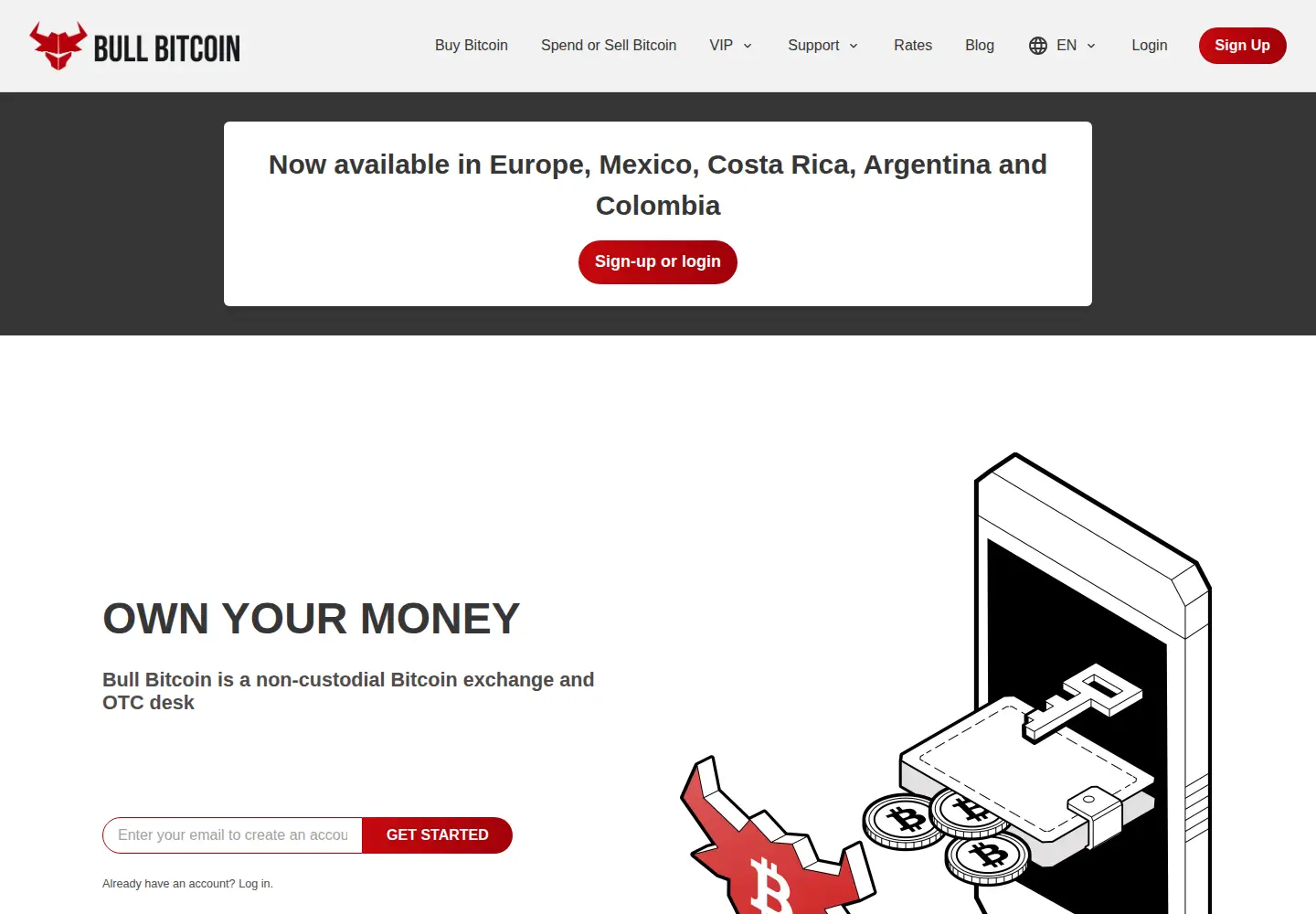 Screenshot of bullbitcoin.com