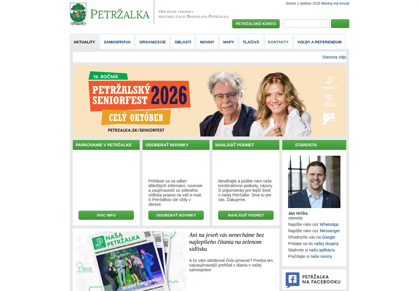 Screenshot of petrzalka.sk