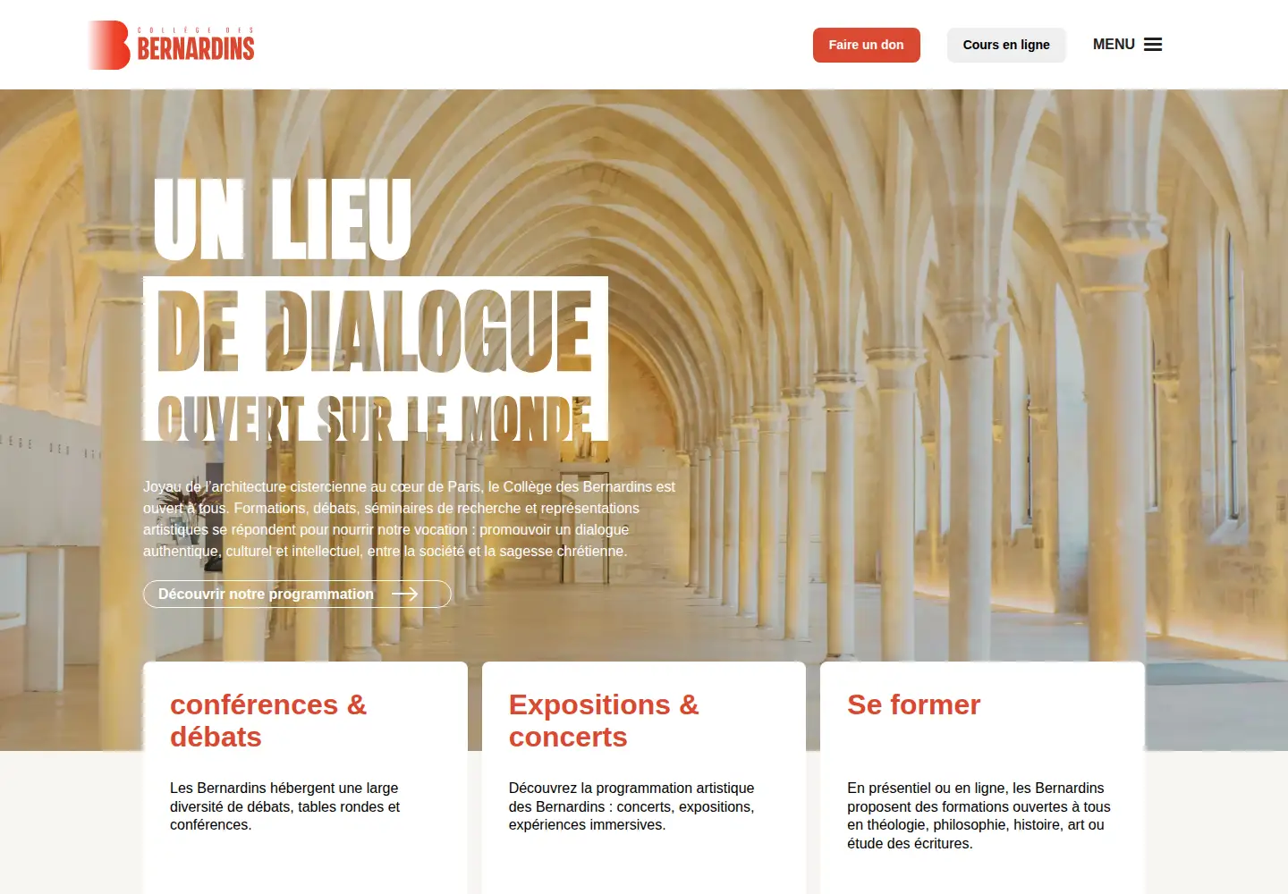 Screenshot of collegedesbernardins.fr