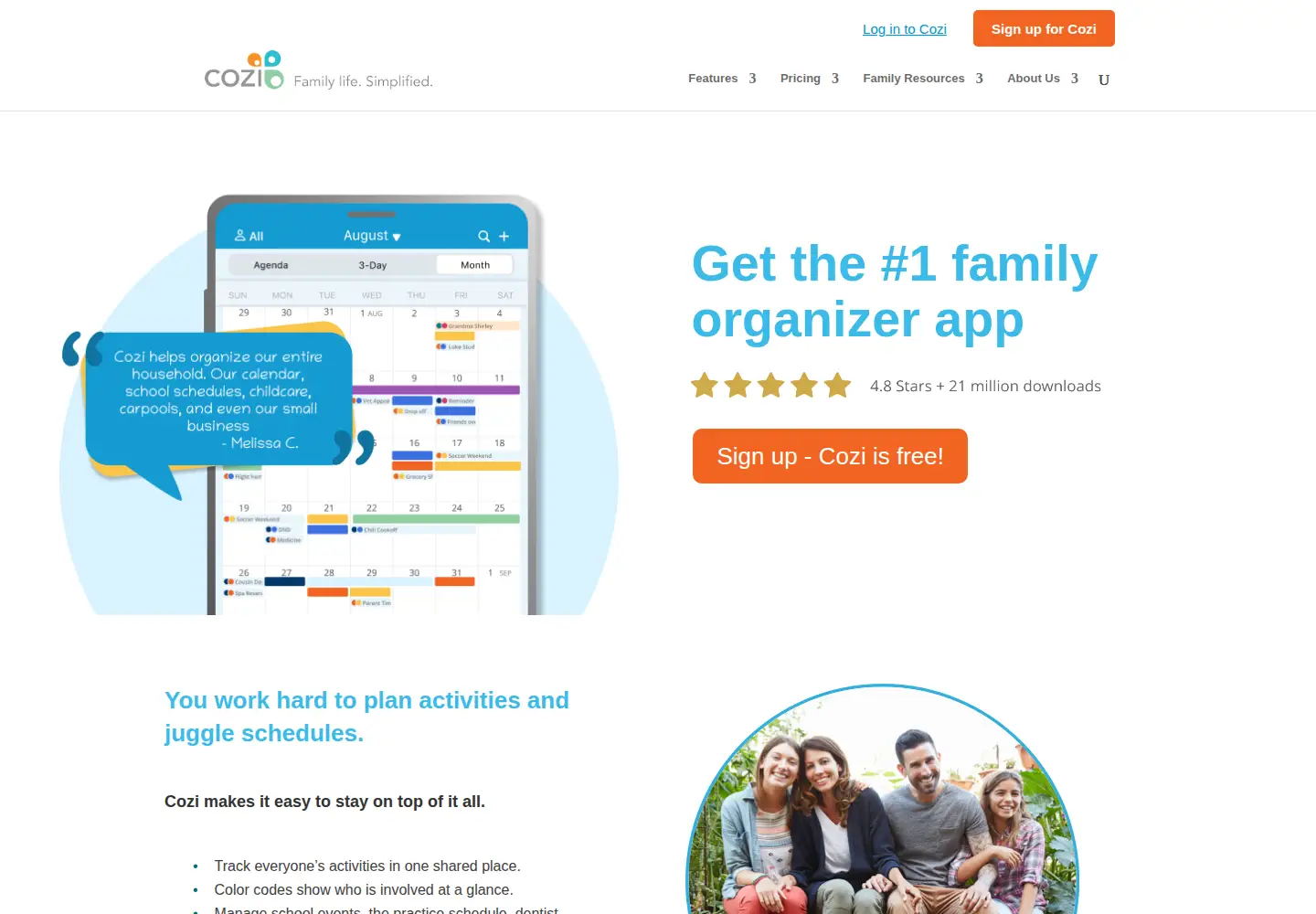 Screenshot of cozi.com