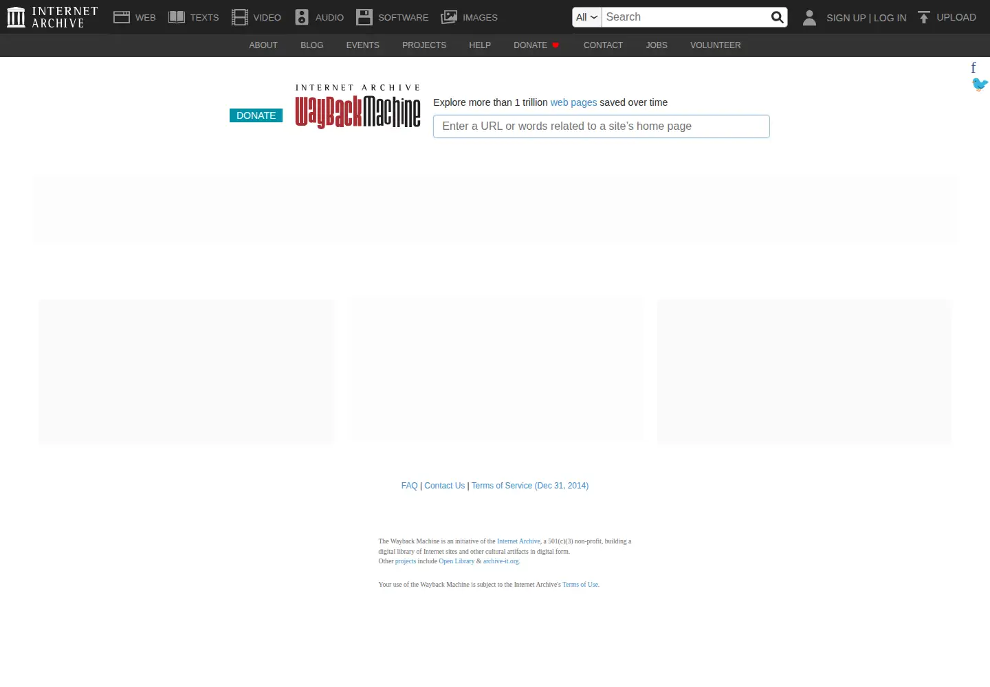 Screenshot of waybackmachine.org