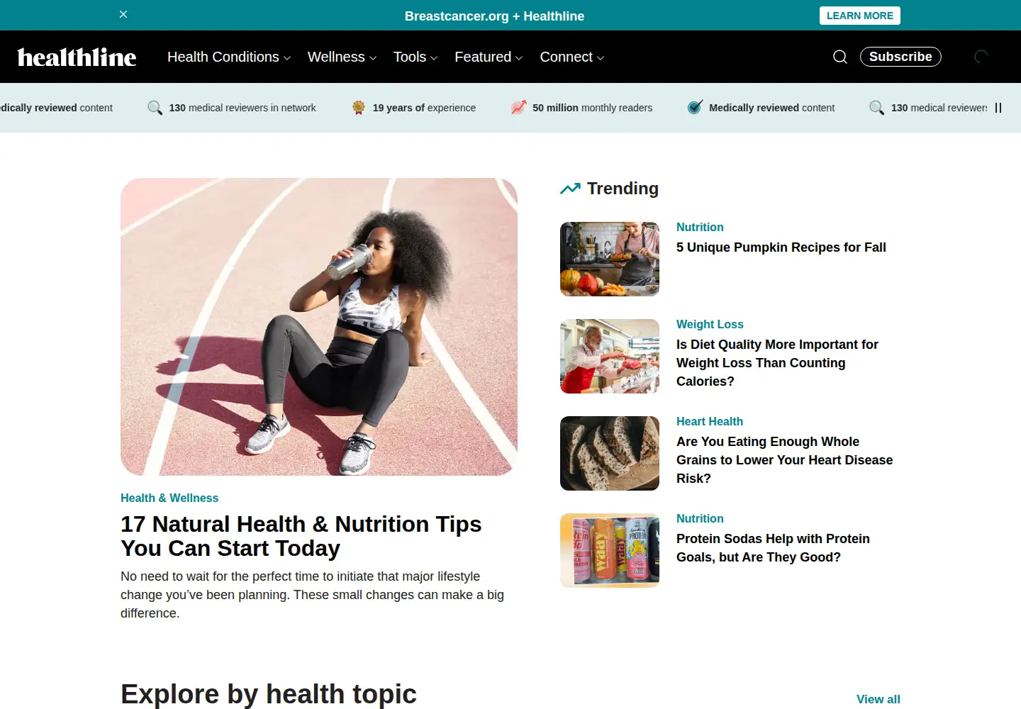 Screenshot of healthline.com