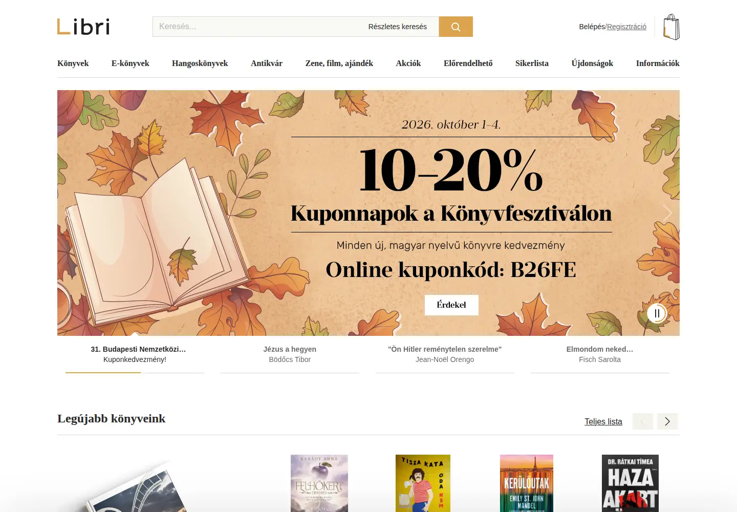Screenshot of libri.hu
