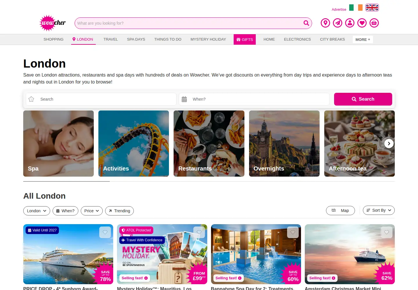 Screenshot of wowcher.co.uk