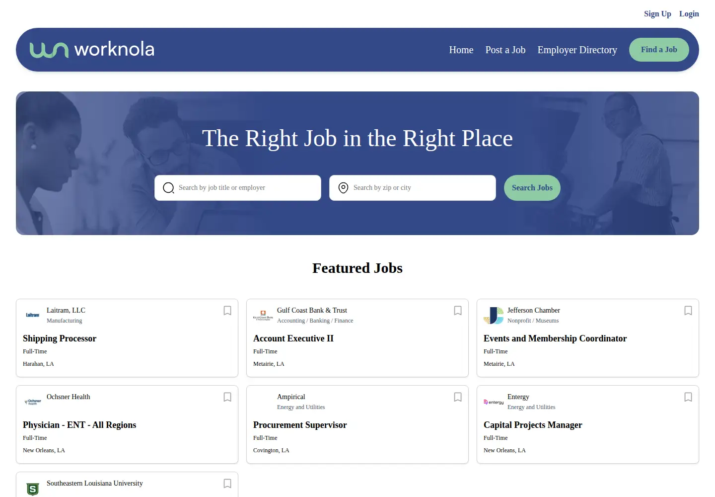 Screenshot of worknola.com