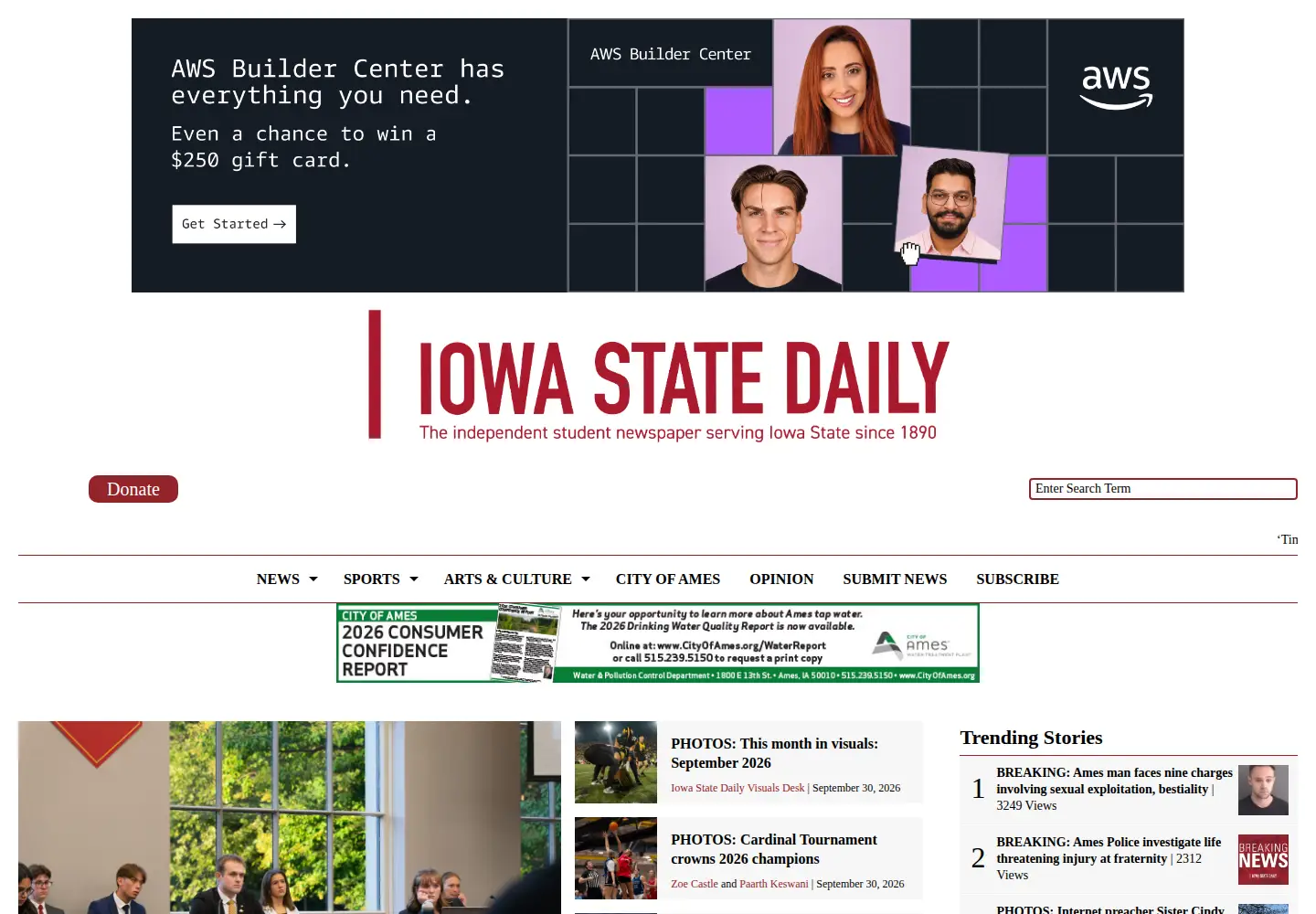 Screenshot of iowastatedaily.com