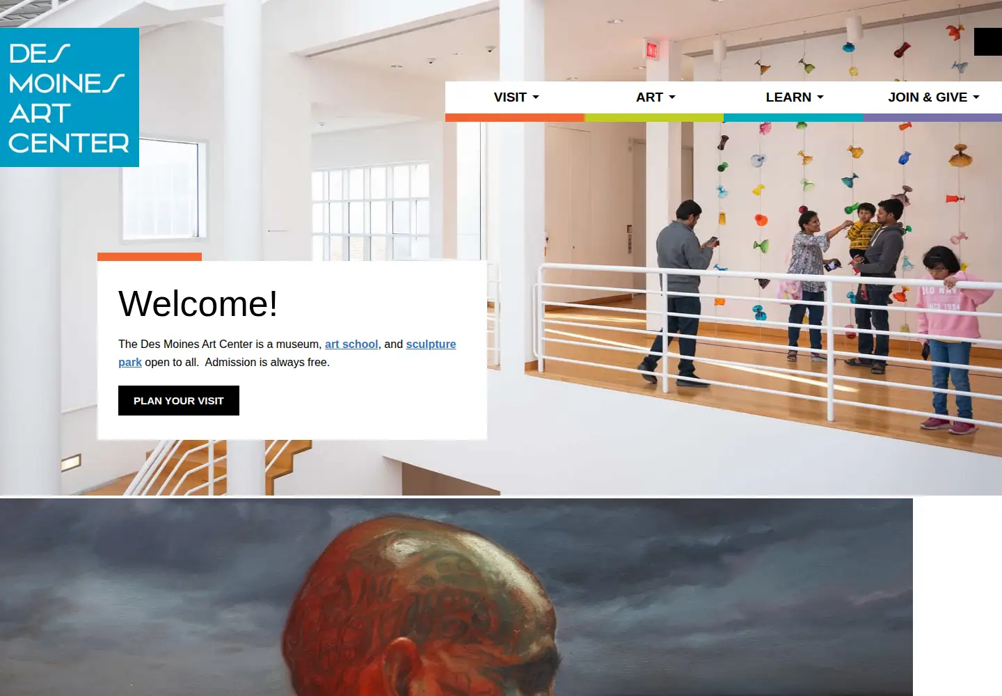 Screenshot of desmoinesartcenter.org