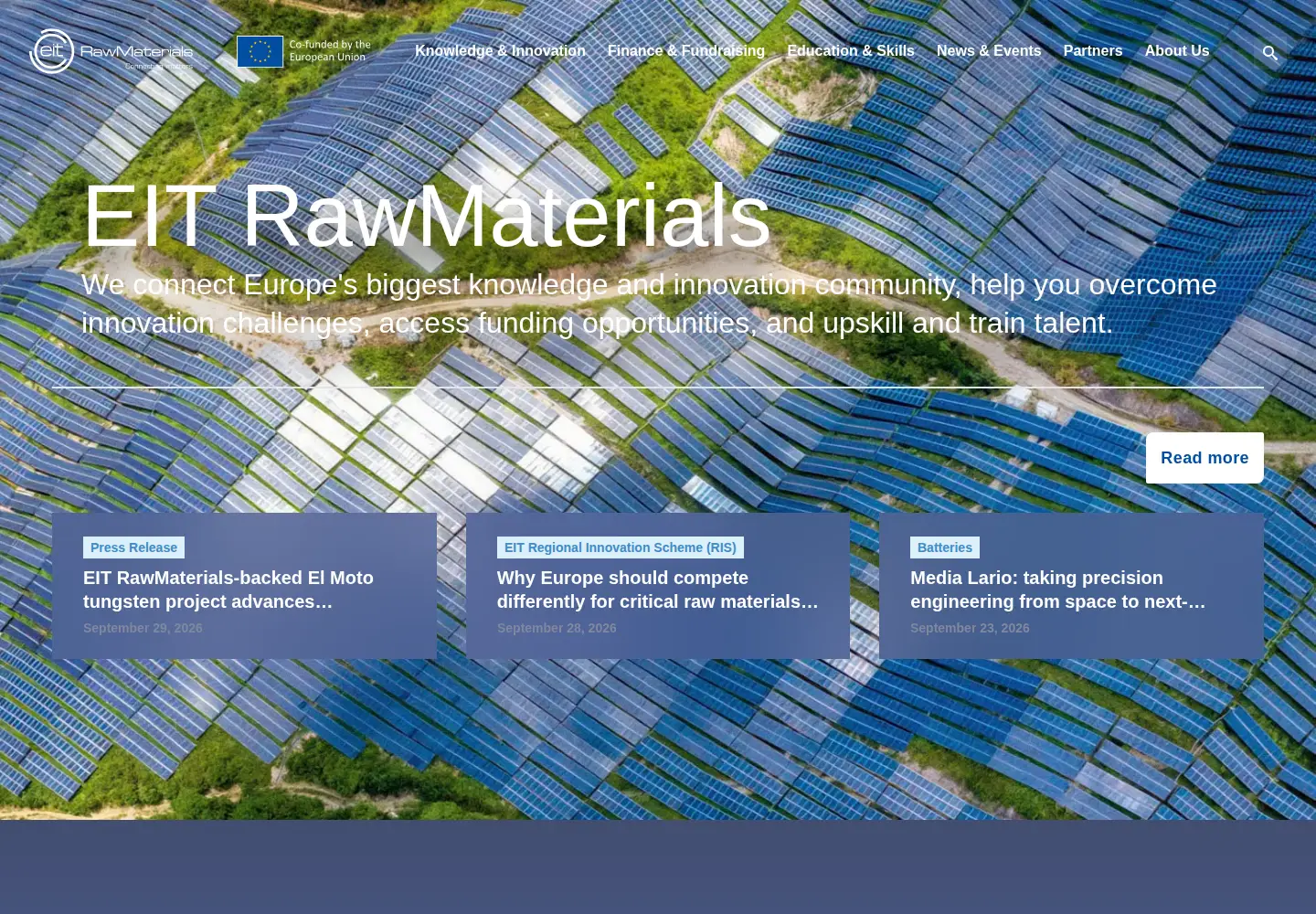 Screenshot of eitrawmaterials.eu