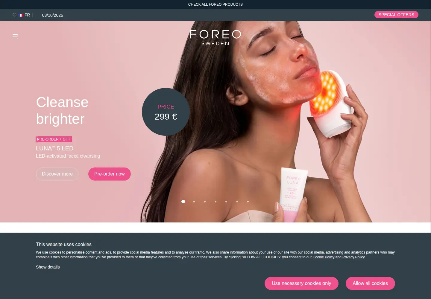 Screenshot of foreo.com