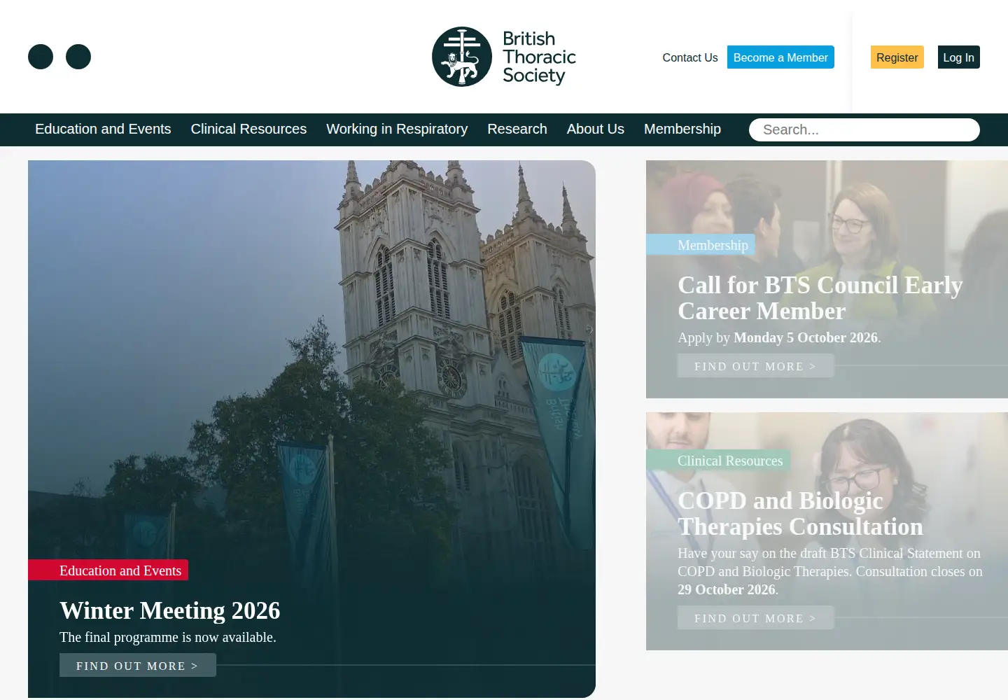 Screenshot of brit-thoracic.org.uk