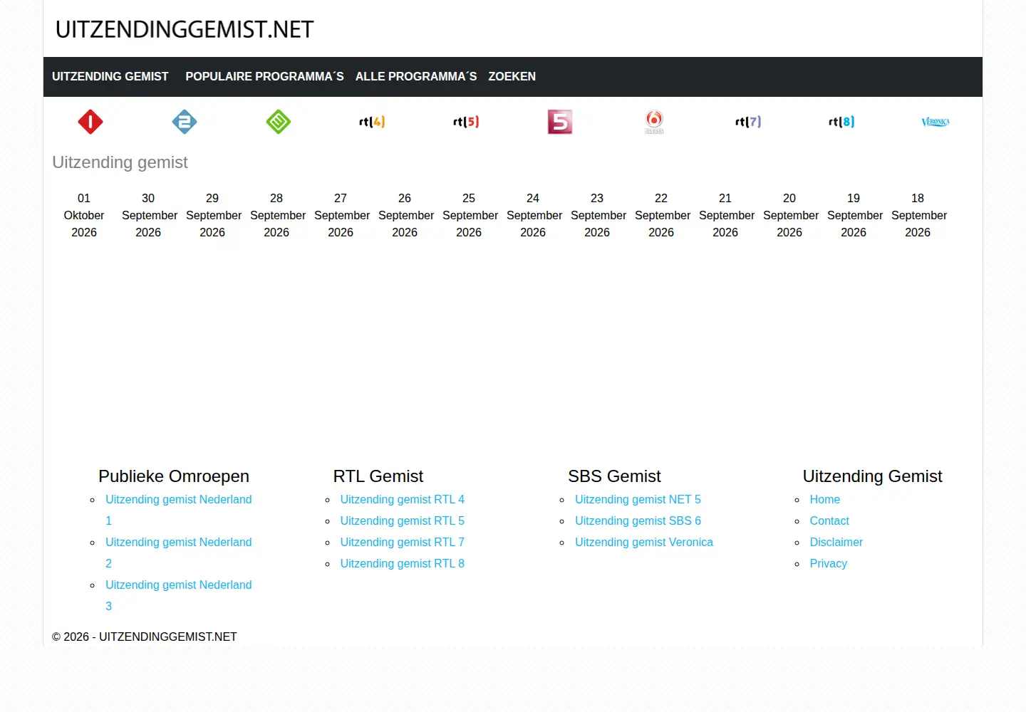 Screenshot of uitzendinggemist.net