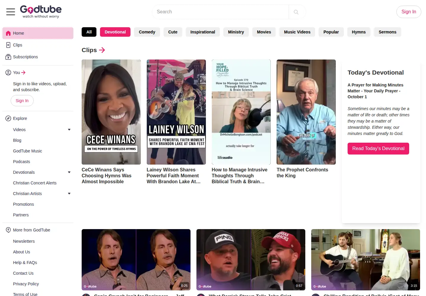 Screenshot of godtube.com