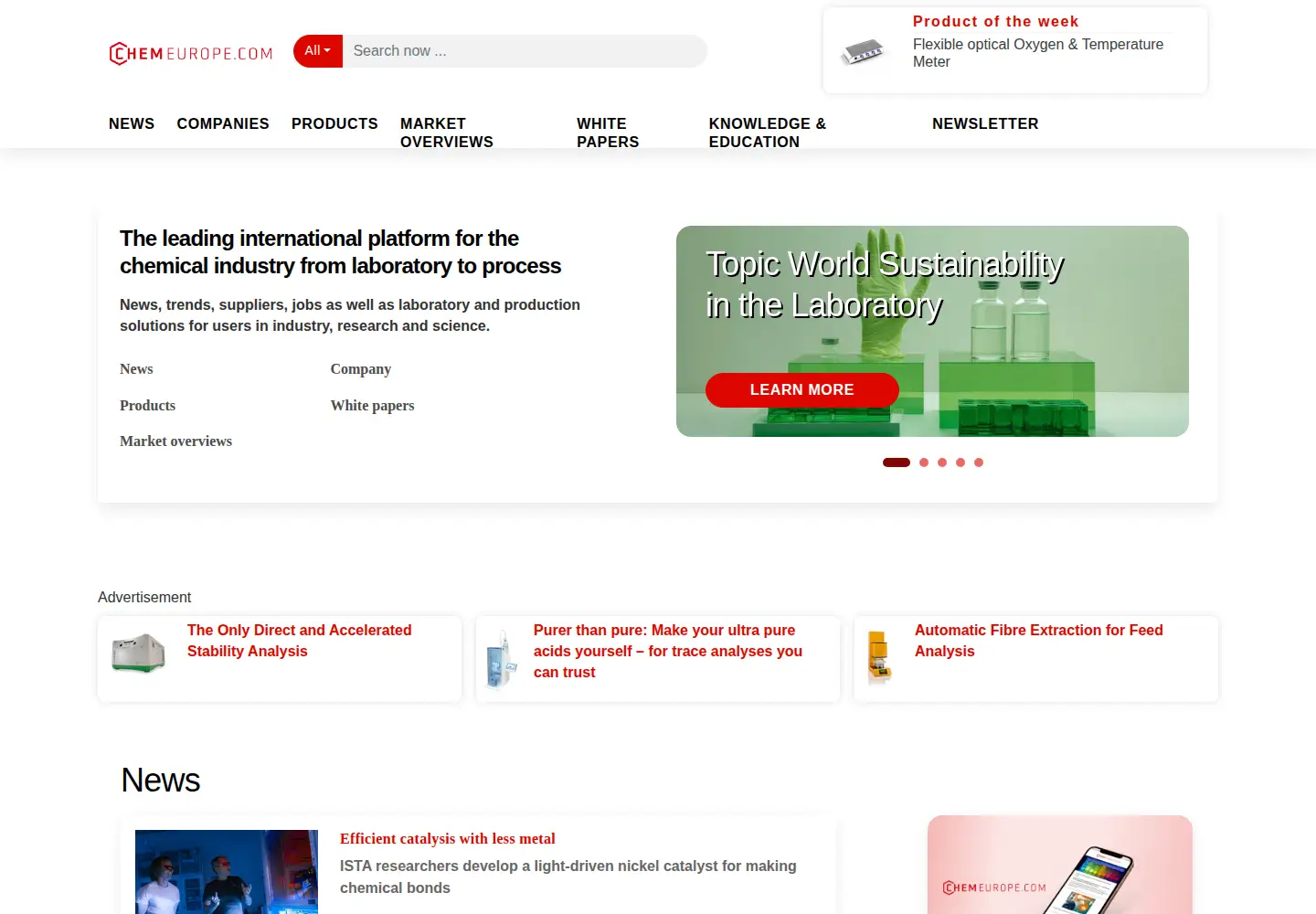 Screenshot of chemeurope.com