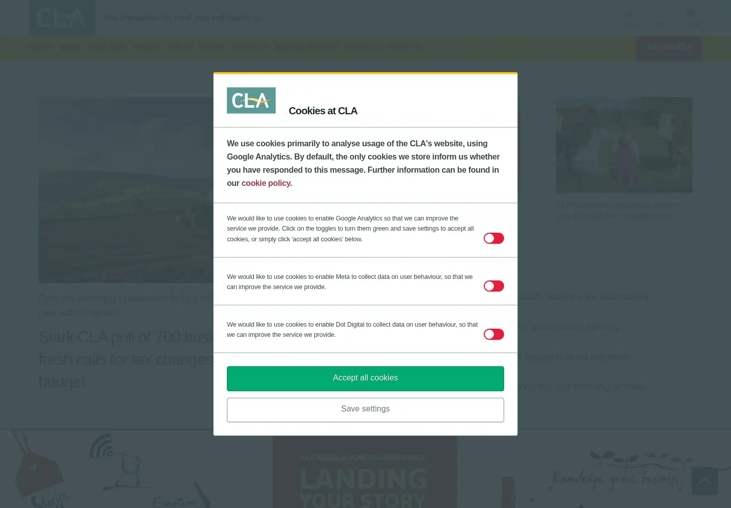 Screenshot of cla.org.uk