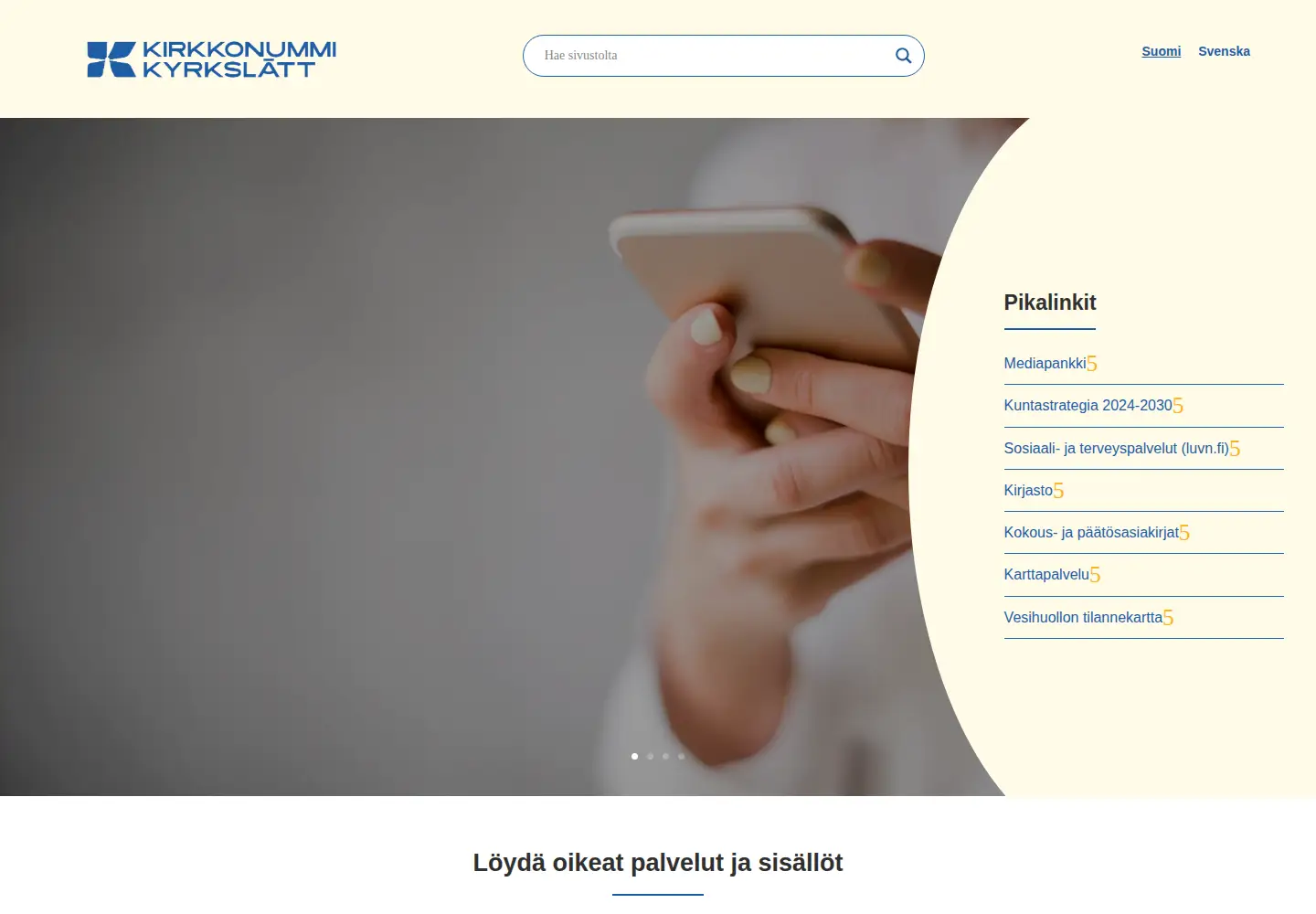 Screenshot of kirkkonummi.fi