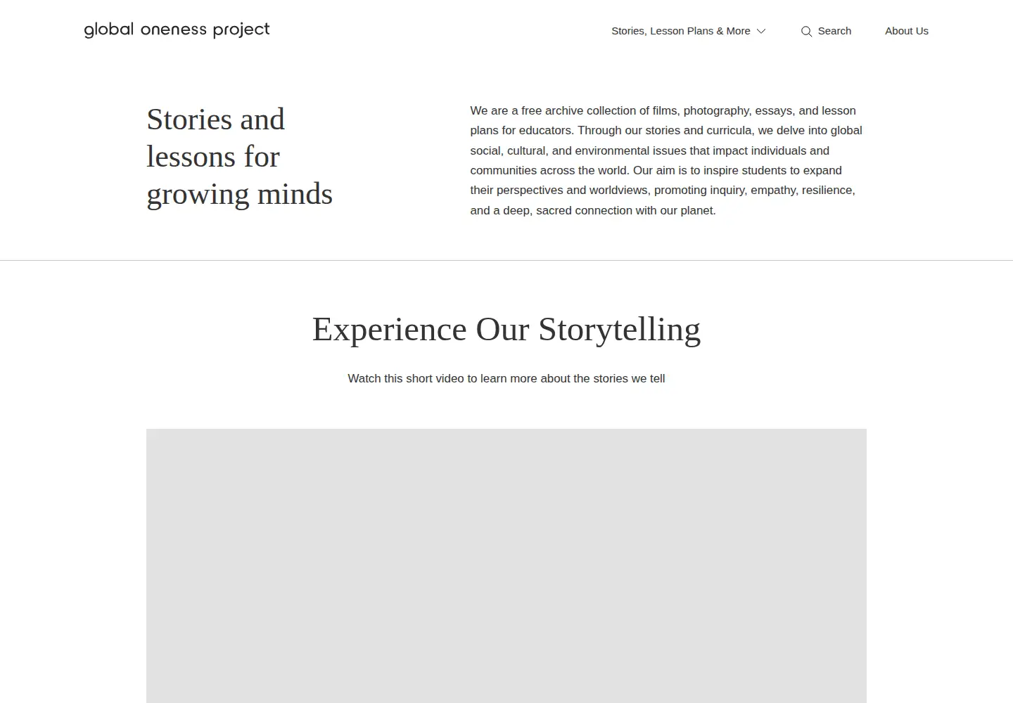 Screenshot of globalonenessproject.org