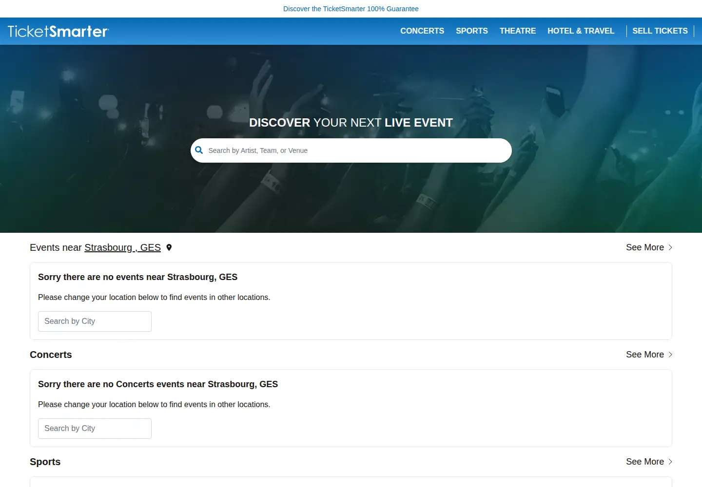 Screenshot of ticketsmarter.com