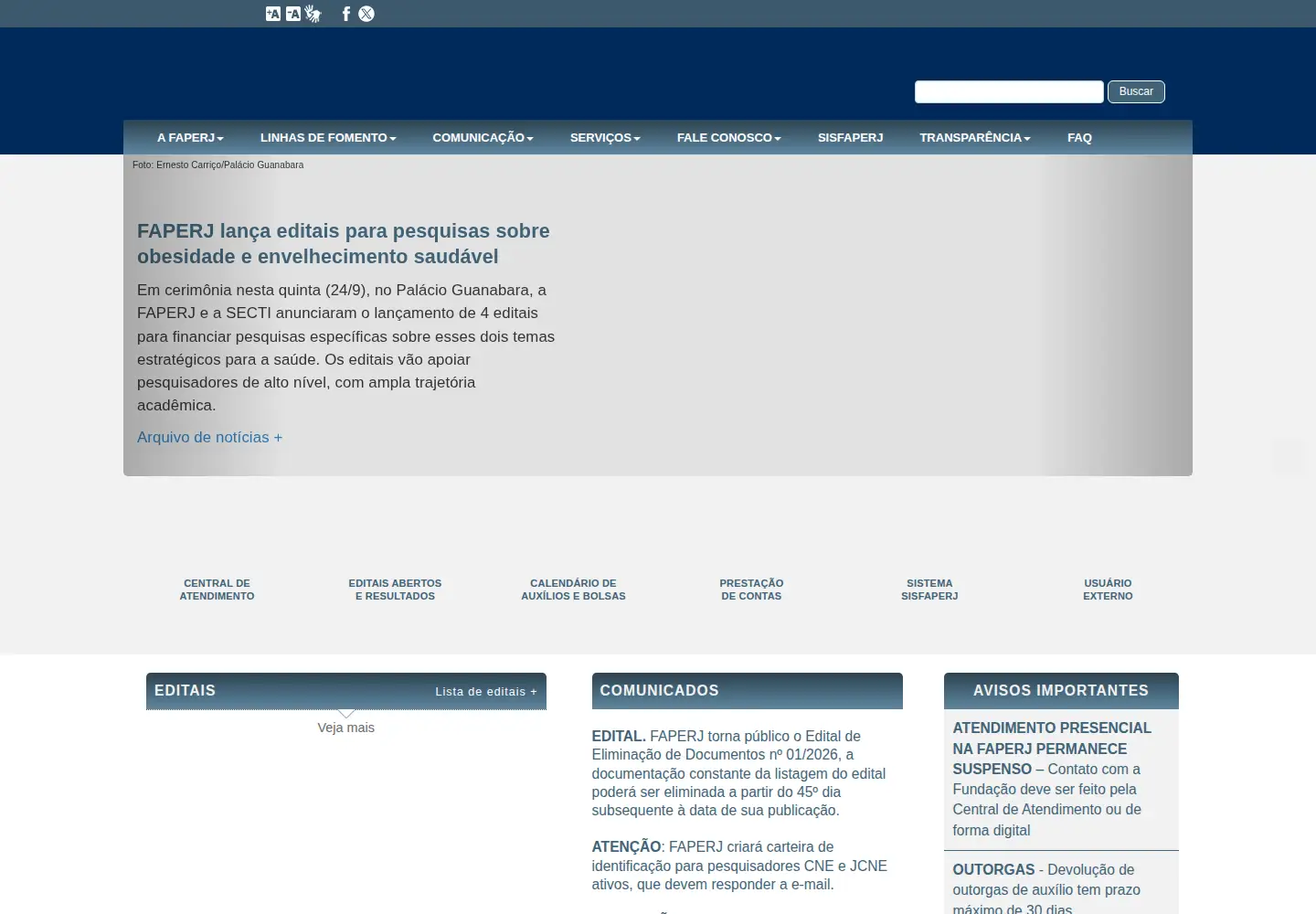 Screenshot of faperj.br