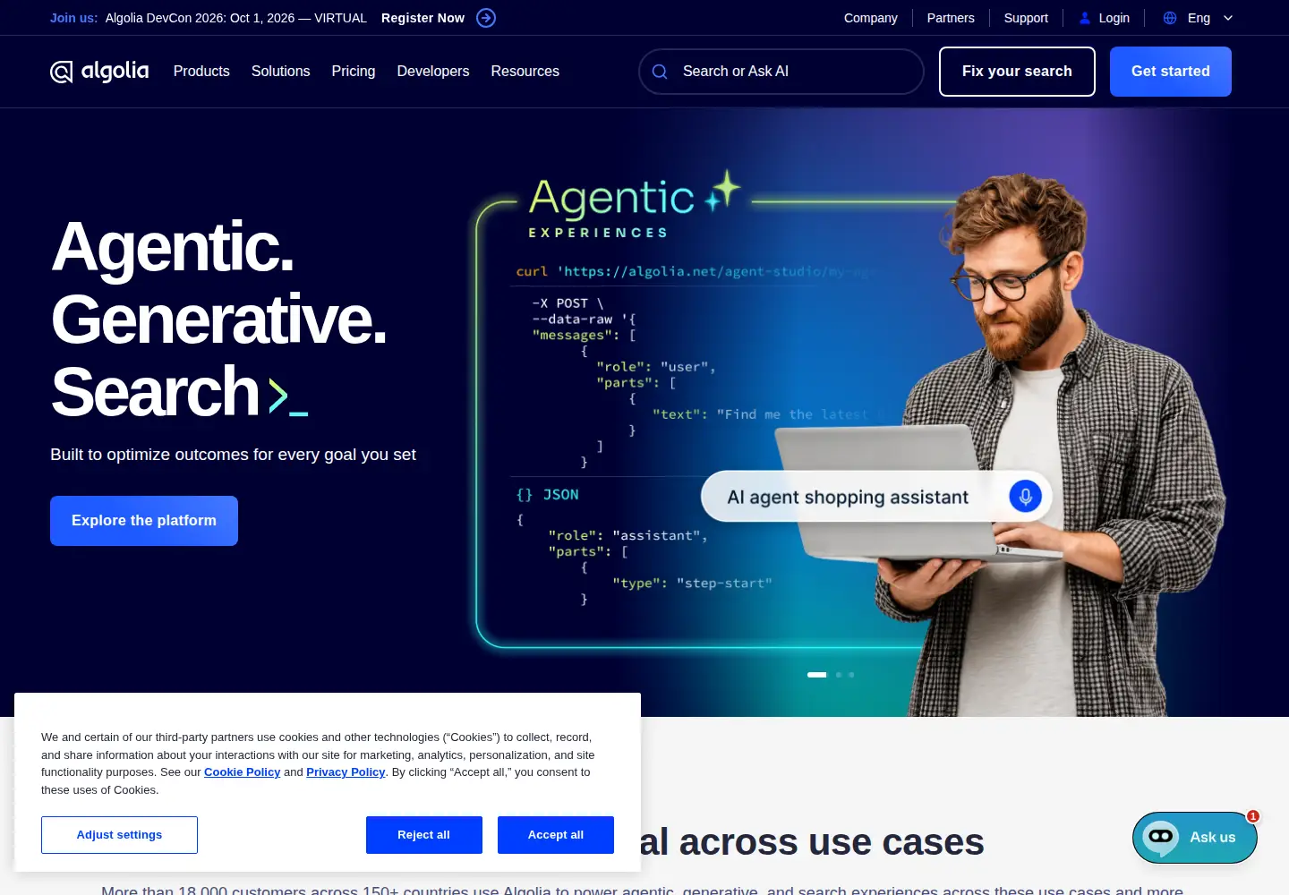 Screenshot of algolia.com
