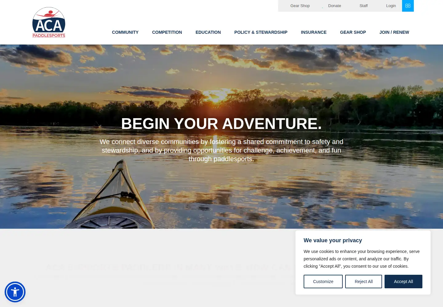 Screenshot of americancanoe.org
