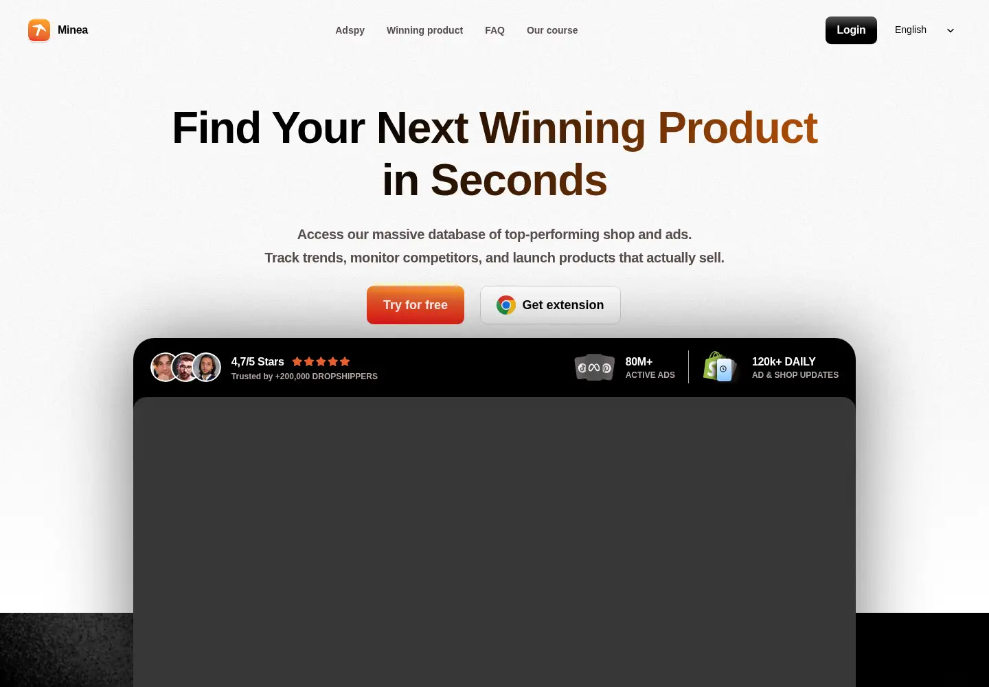 Screenshot of minea.com