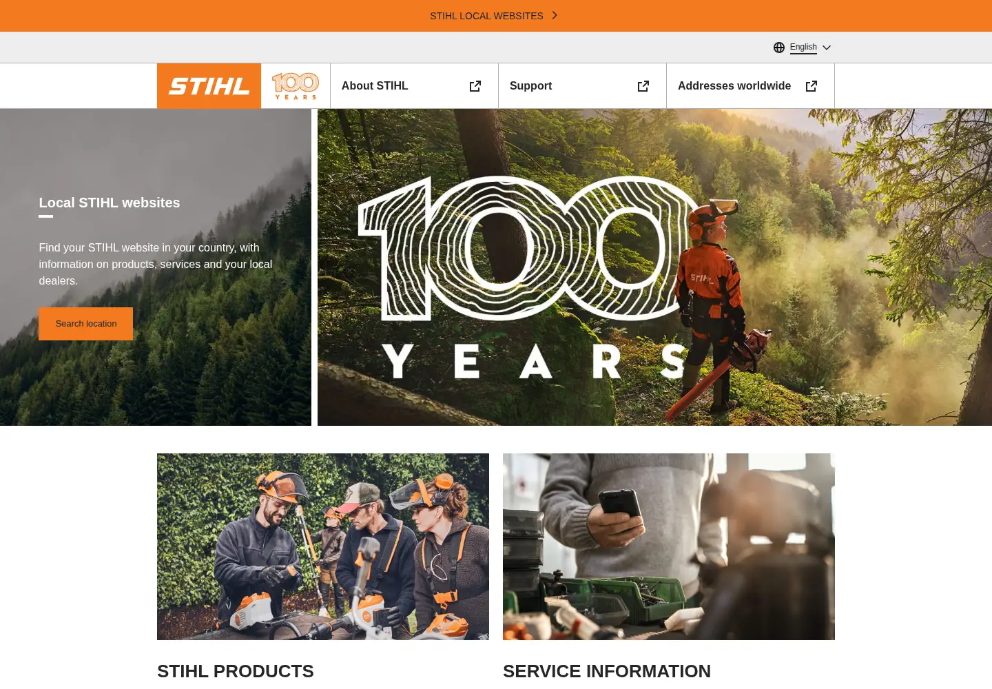 Screenshot of stihl.com