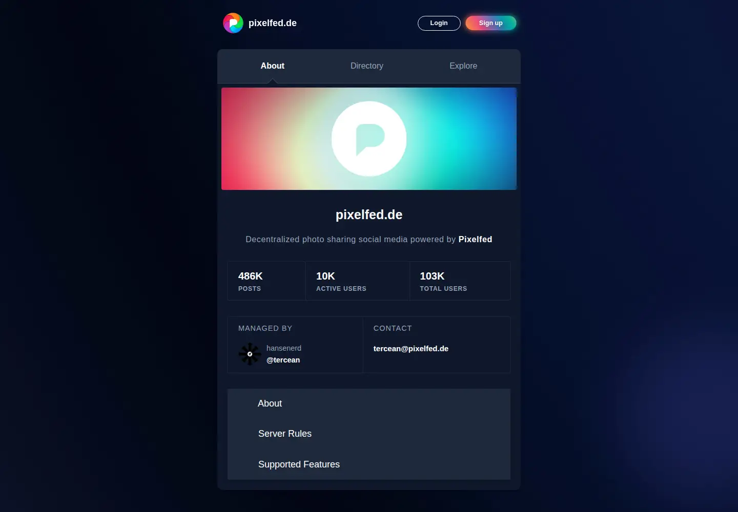 Screenshot of pixelfed.de