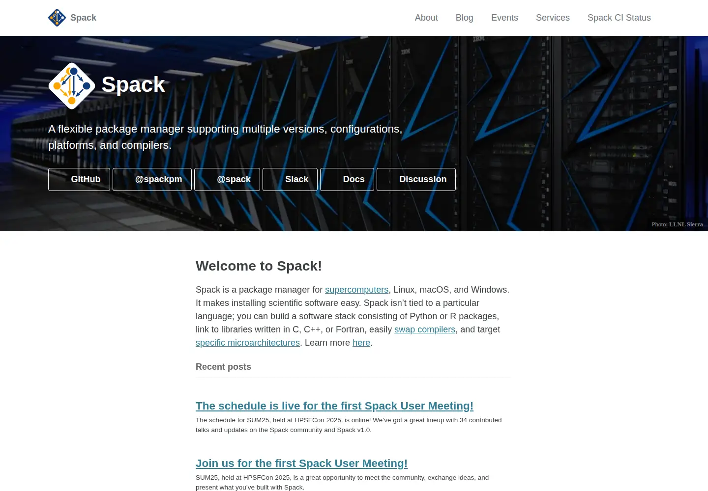 Screenshot of spack.io