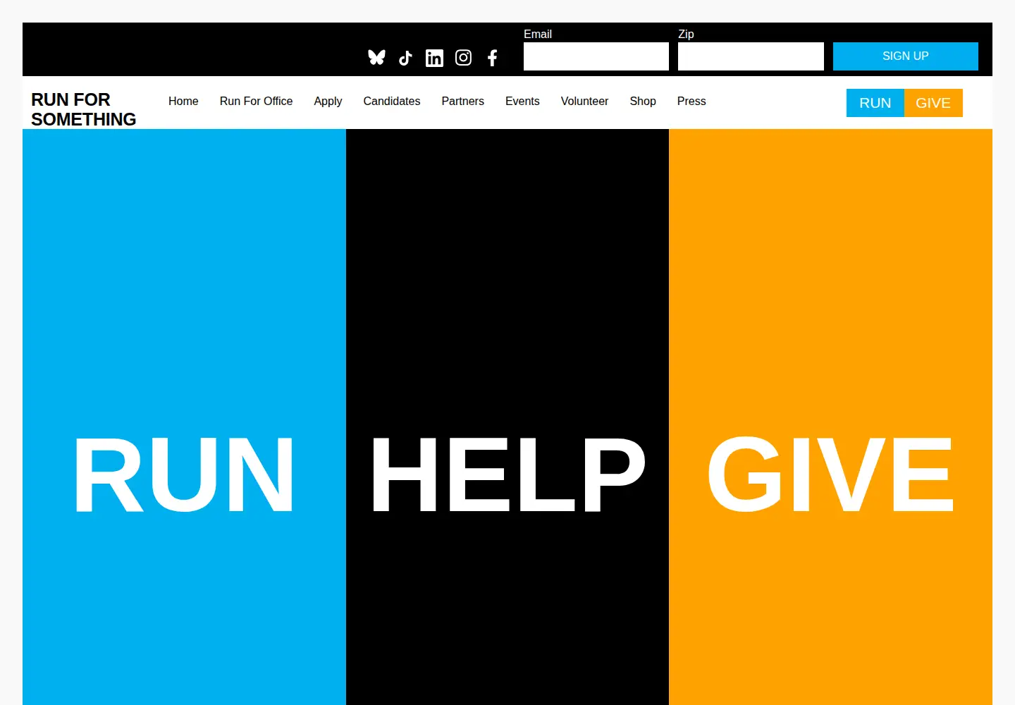 Screenshot of runforsomething.net