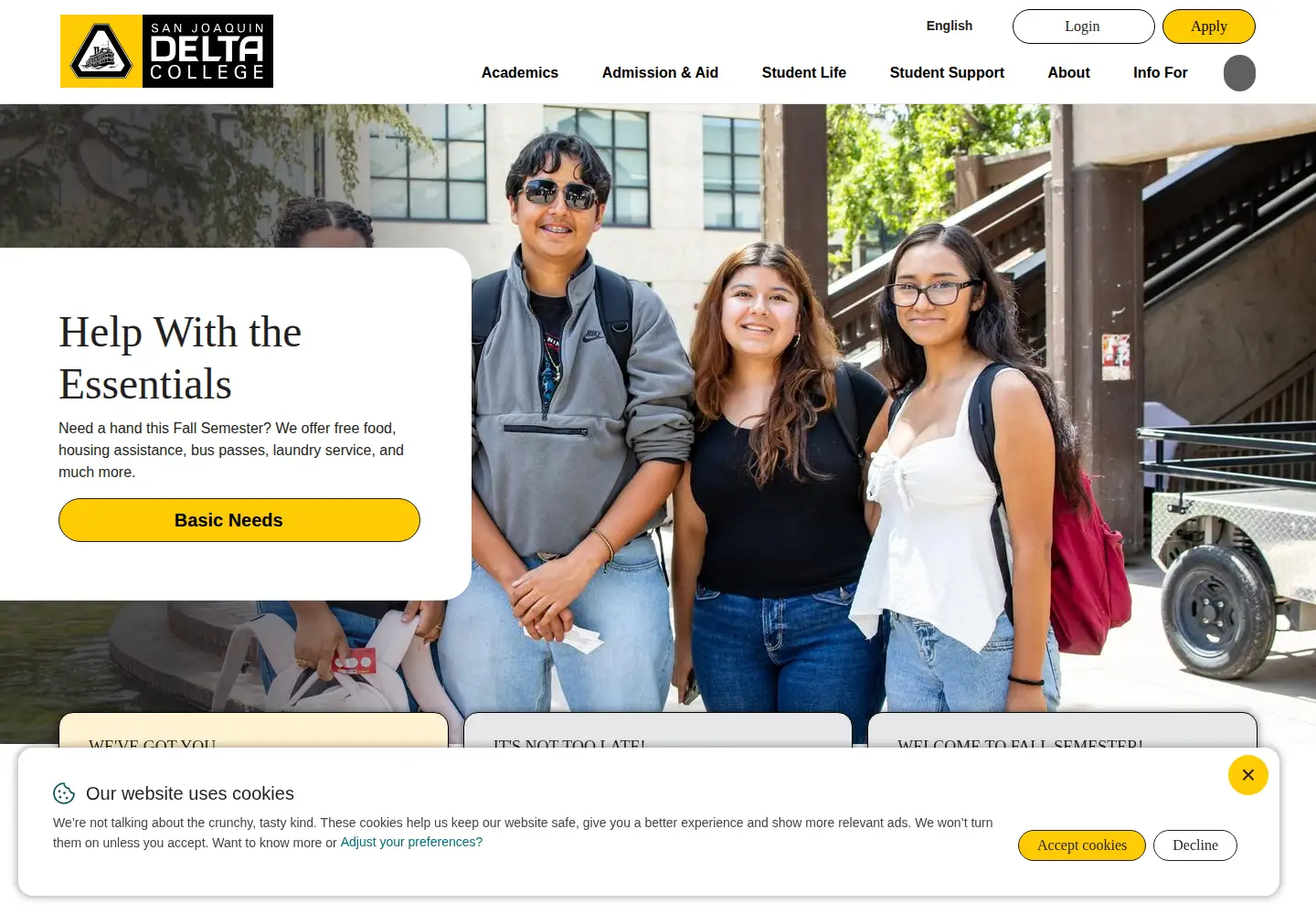 Screenshot of deltacollege.edu