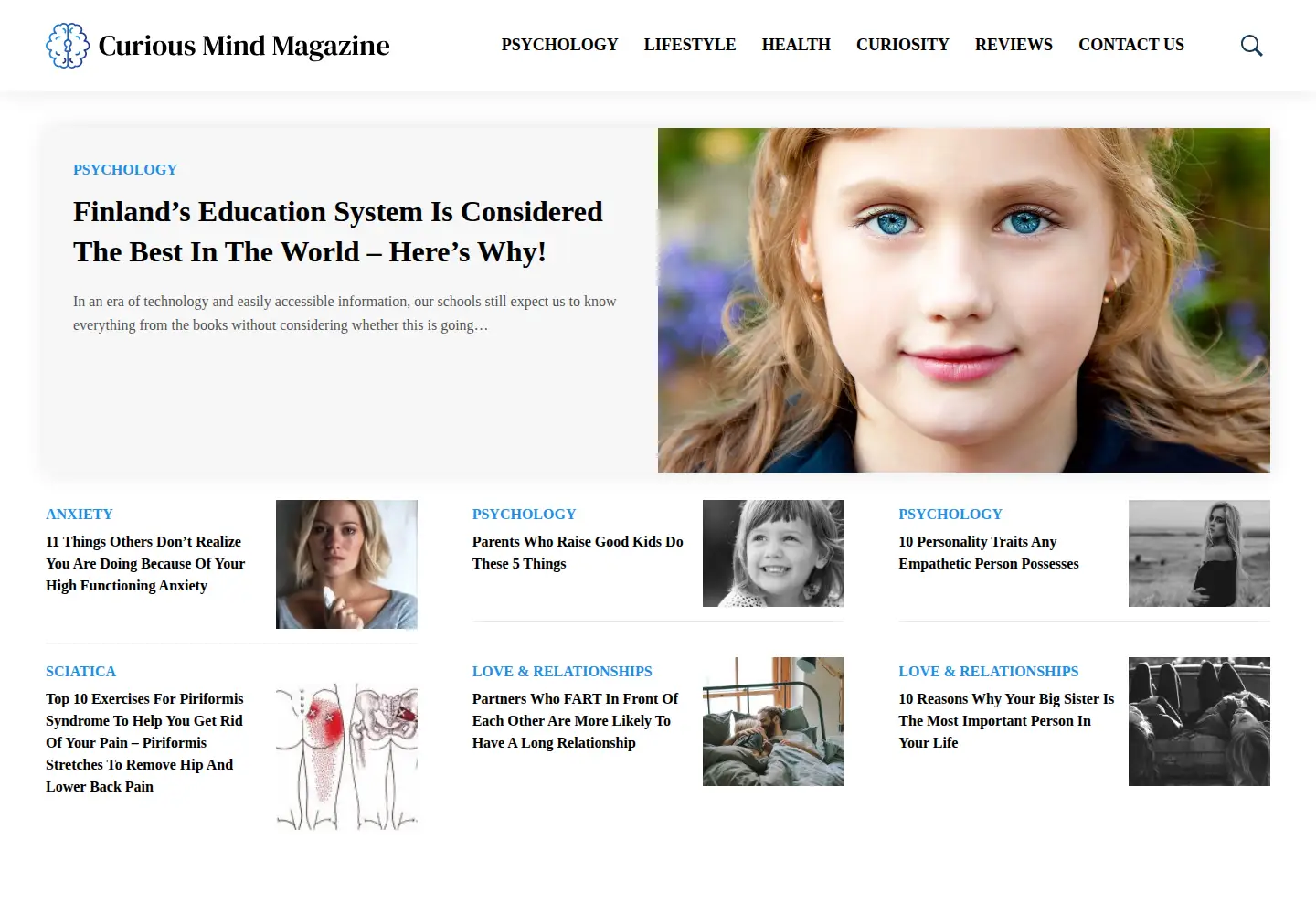 Screenshot of curiousmindmagazine.com
