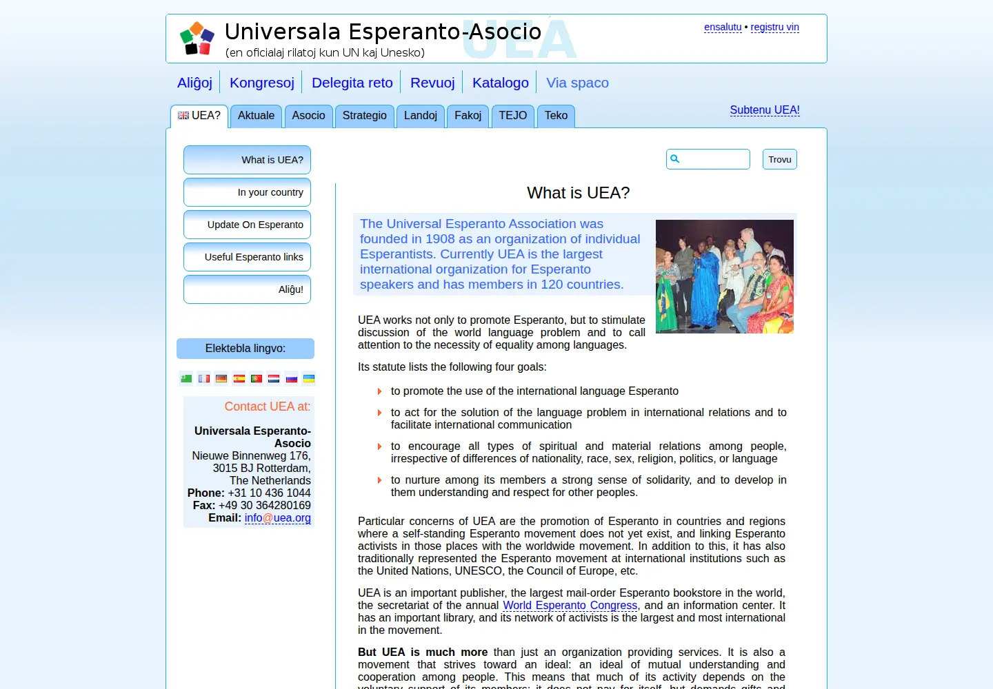 Screenshot of uea.org