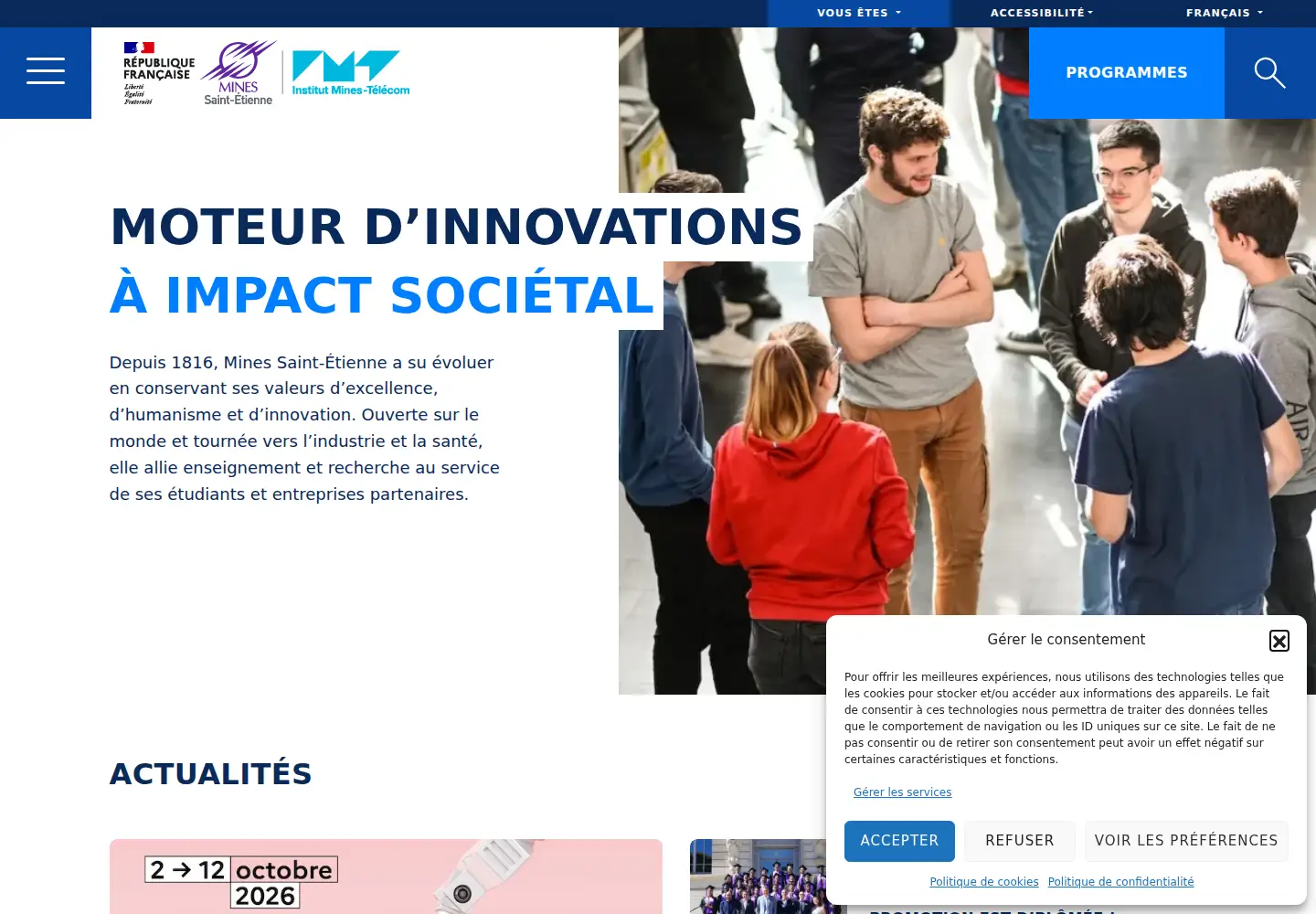 Screenshot of emse.fr