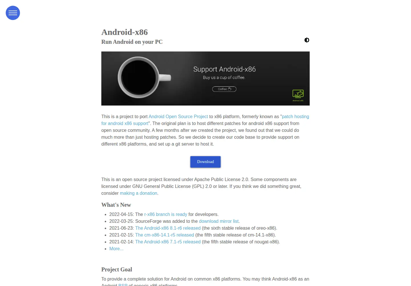 Screenshot of android-x86.org