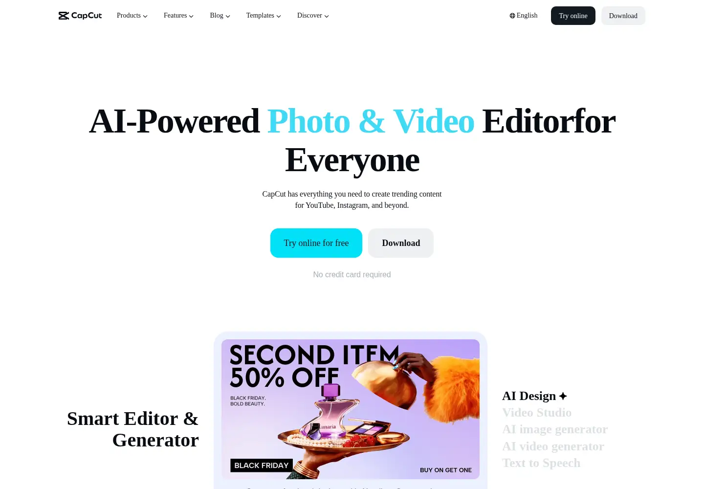 Screenshot of capcut.com