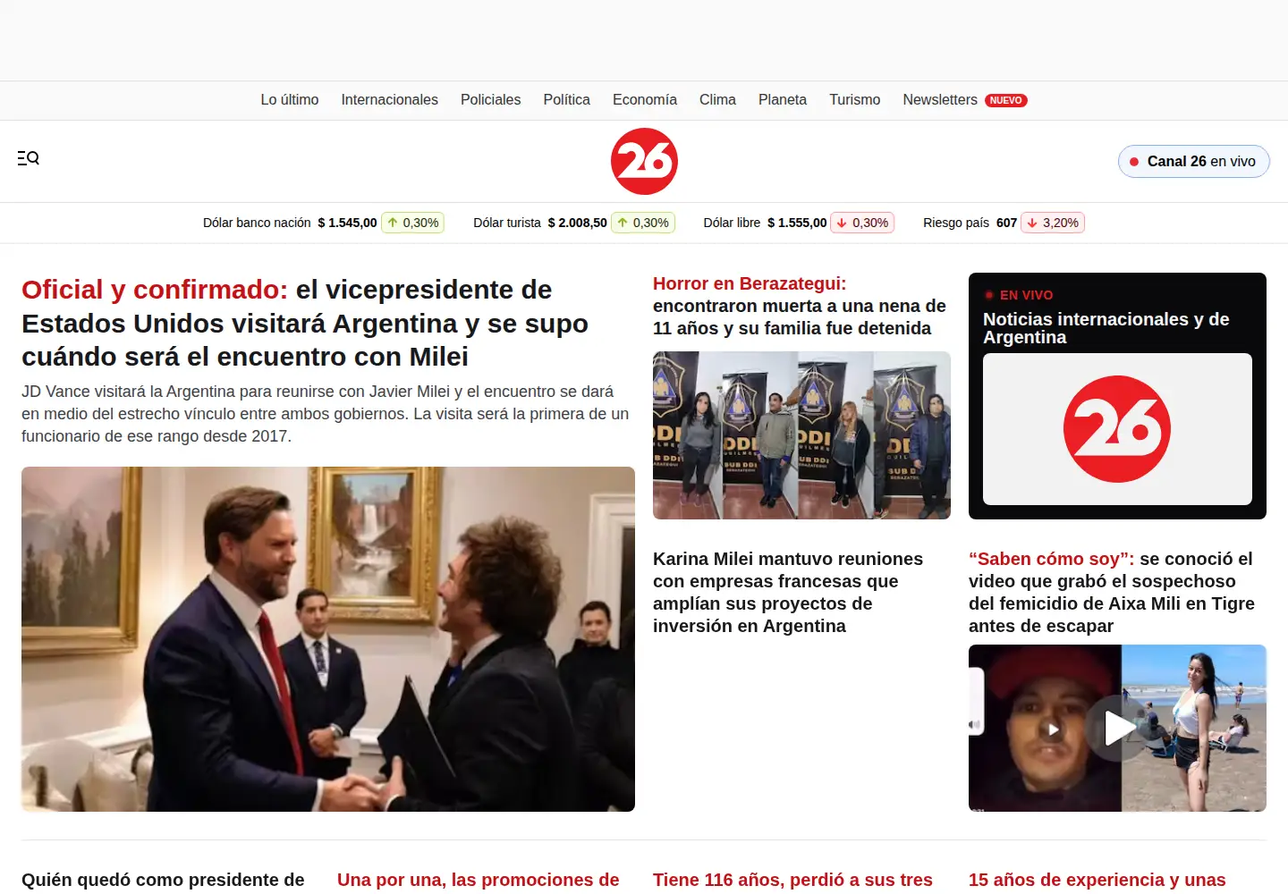 Screenshot of canal26.com