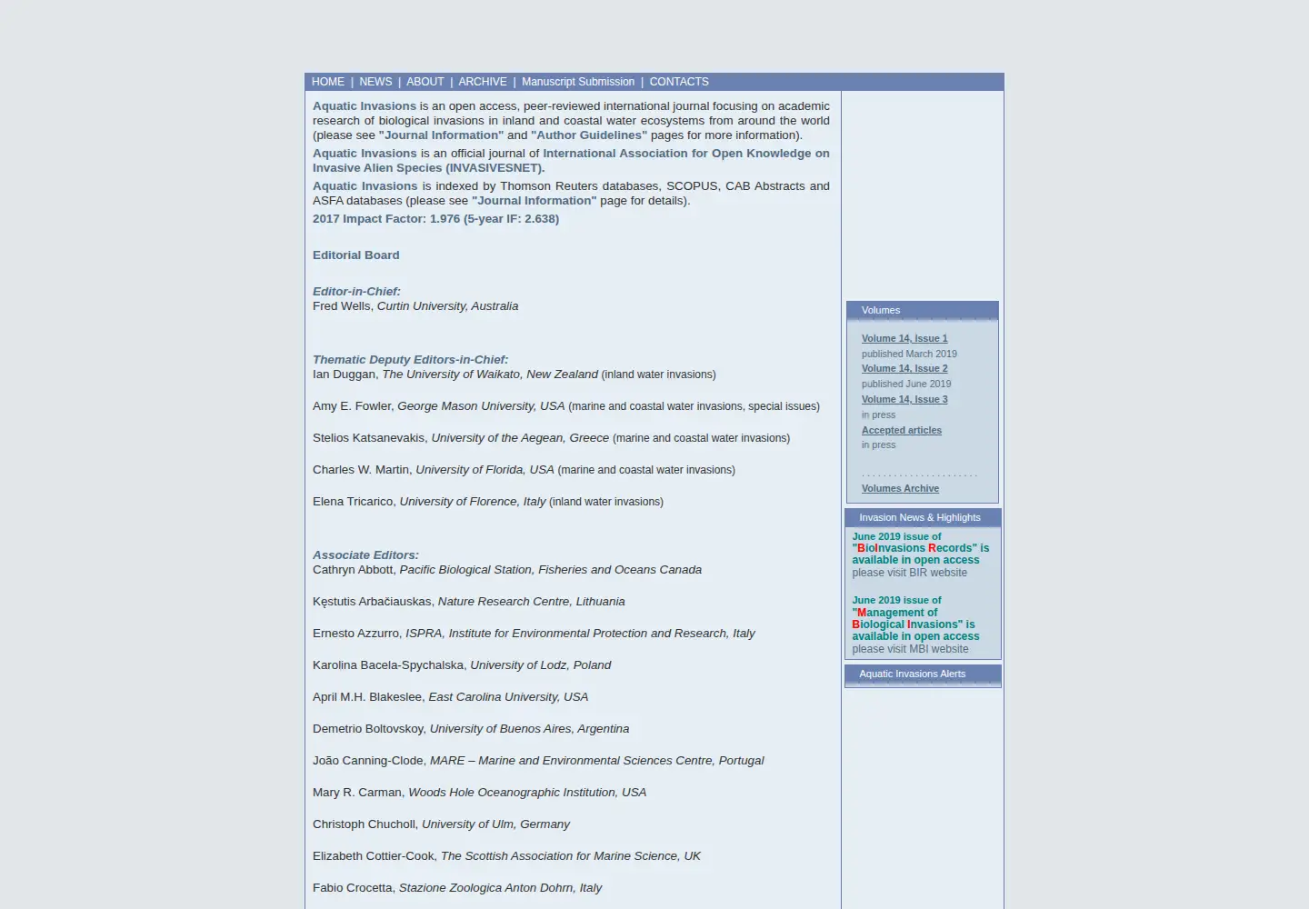 Screenshot of aquaticinvasions.net