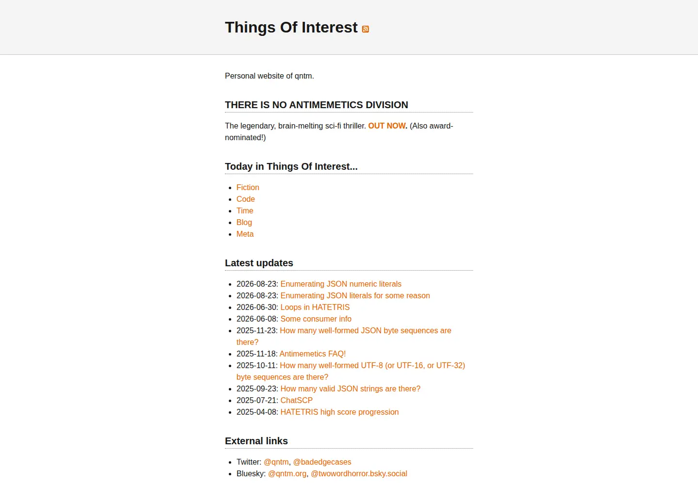 Captured homepage of qntm.org in the current scan