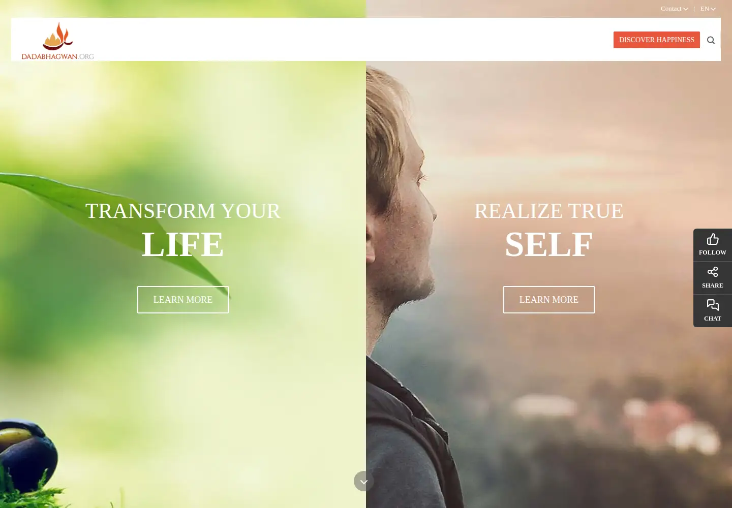 Screenshot of dadabhagwan.org