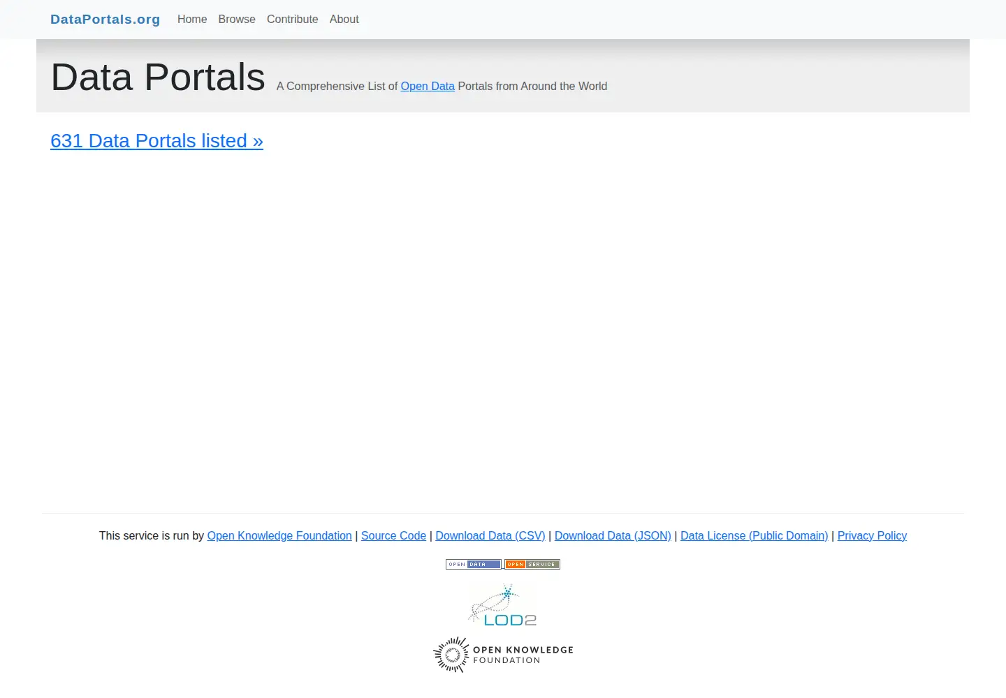 Screenshot of dataportals.org