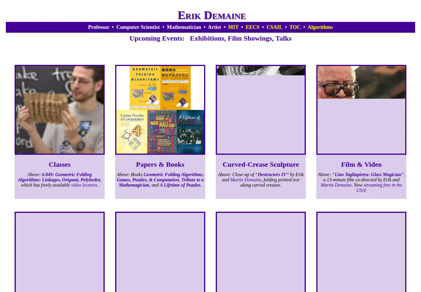 Screenshot of erikdemaine.org