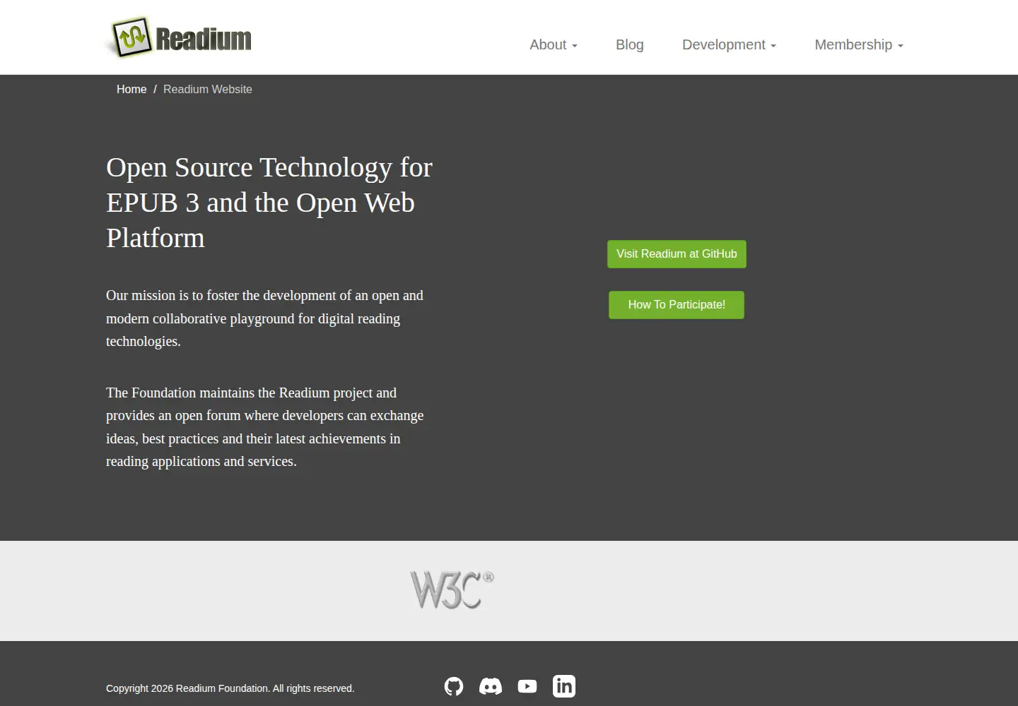 Screenshot of readium.org