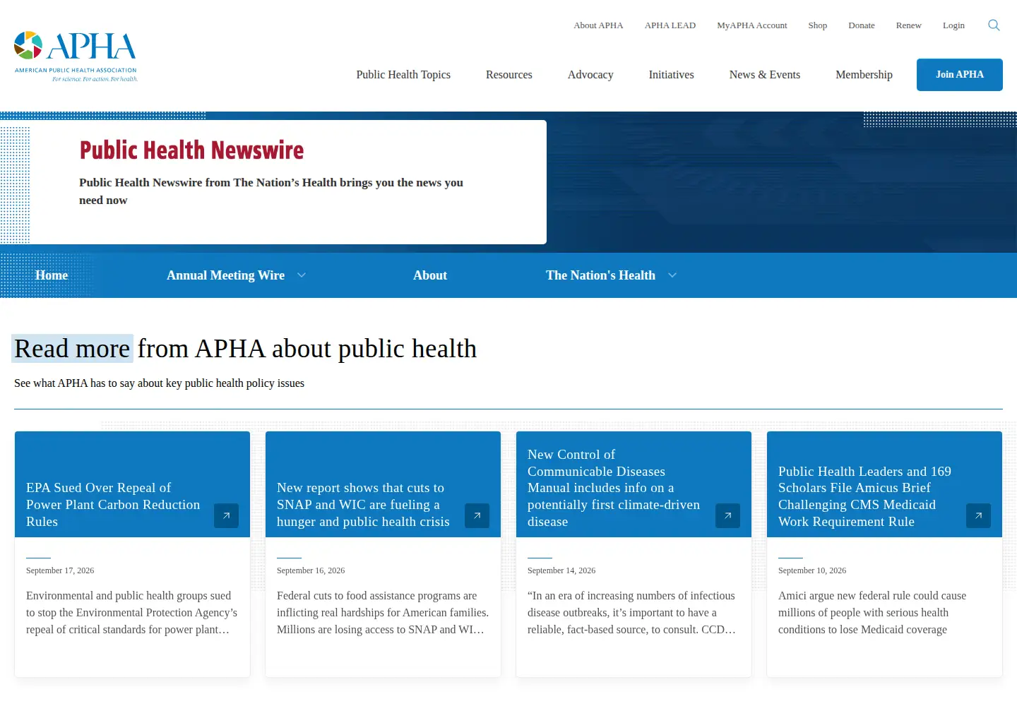 Screenshot of publichealthnewswire.org