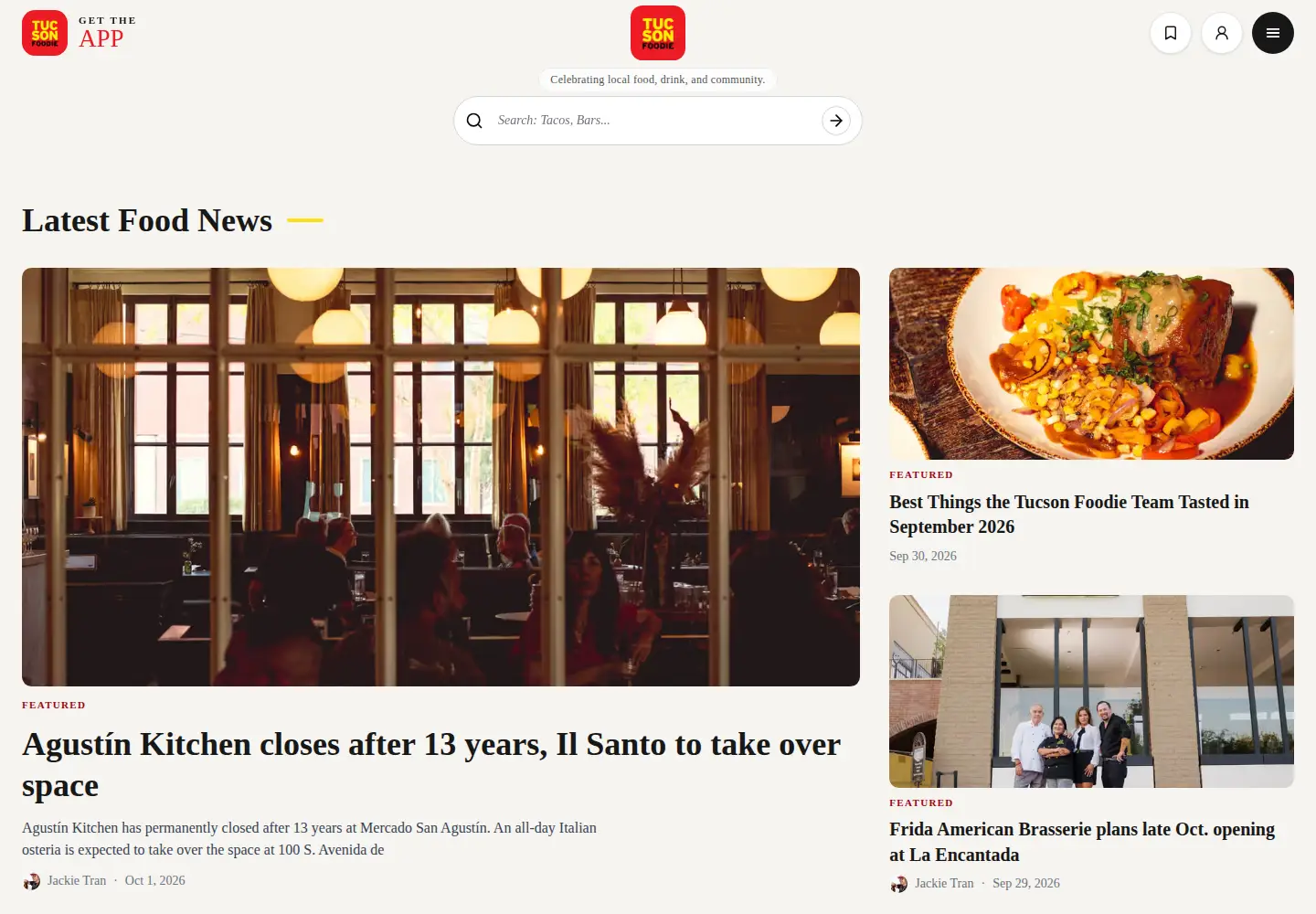 Screenshot of tucsonfoodie.com