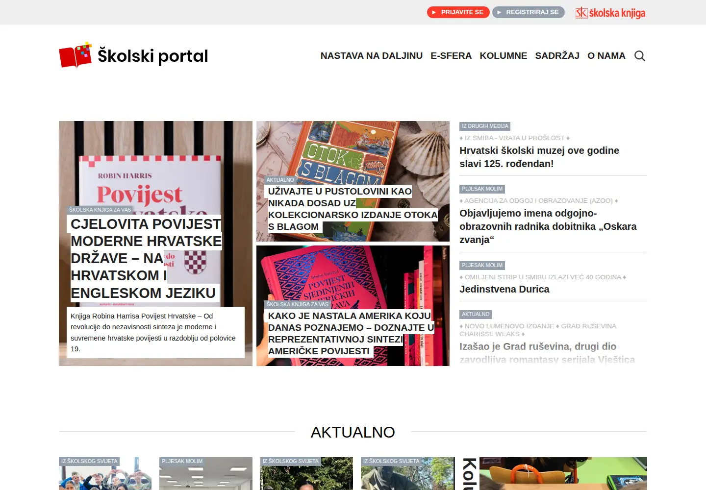 Screenshot of skolskiportal.hr