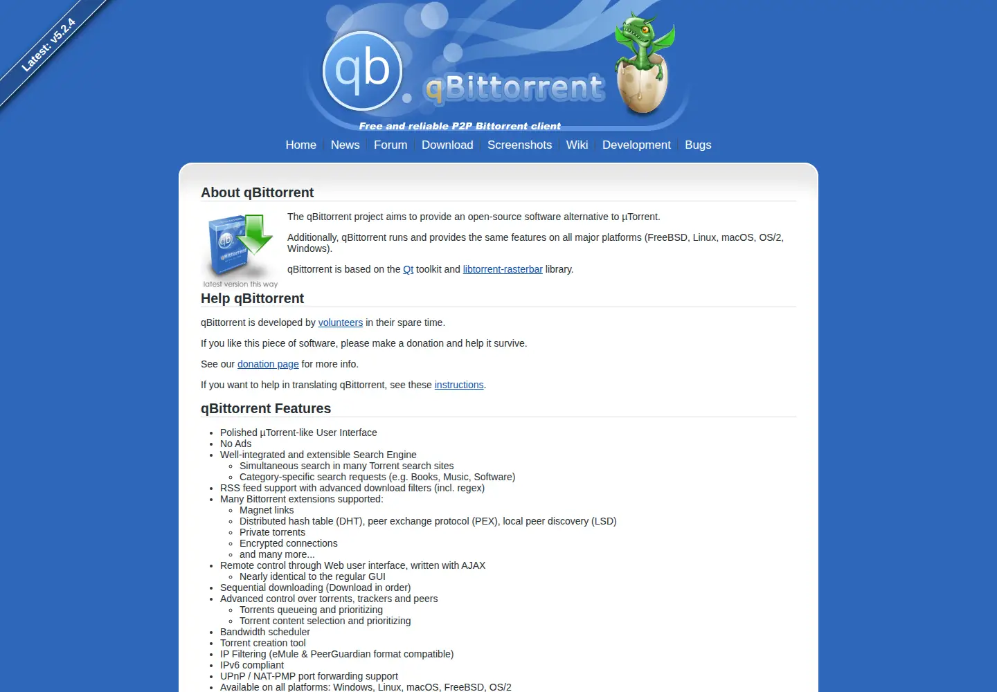 Captured homepage of qbittorrent.org in the current scan